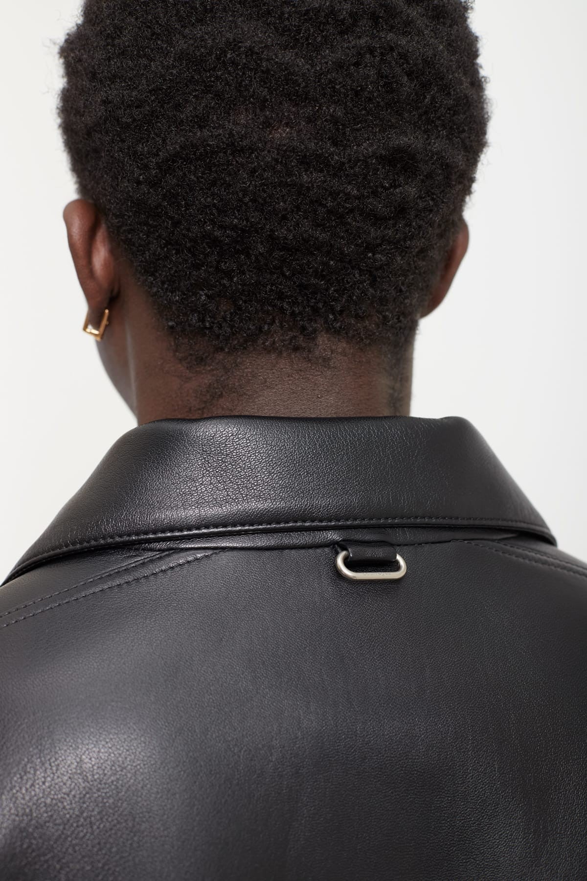 COURREGES BLACK BUCKLE VINTAGE LEATHER TRUCKER JACKET