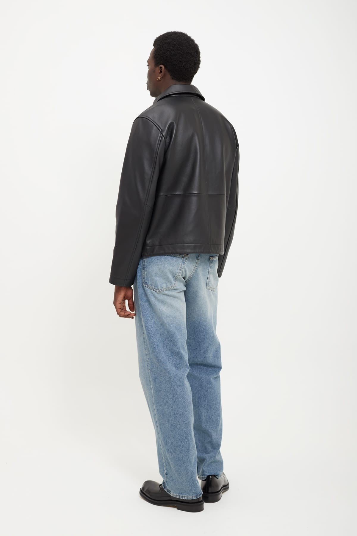 SUNFLOWER BLACK SHORT LEATHER JACKET