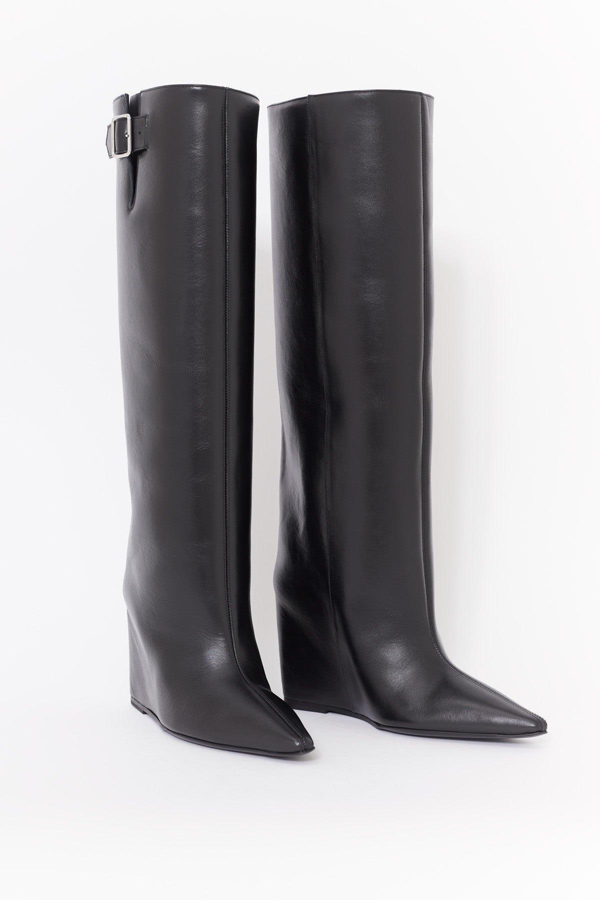 COURREGES ASTRO WEDGED LEATHER BOOTS