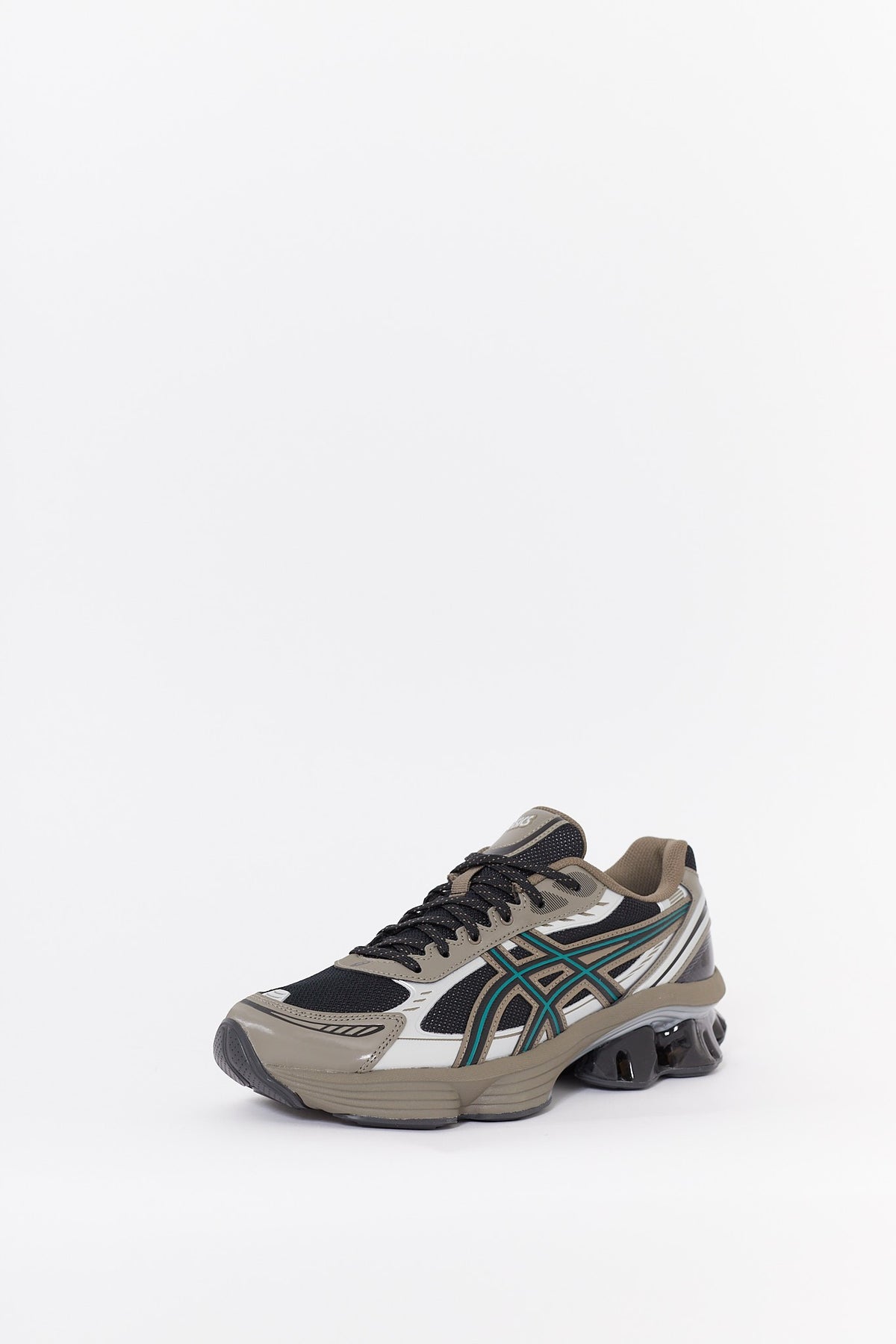 ASICS BLACK DARK TAUPE GEL KINETIC FLUENT SNEAKERS