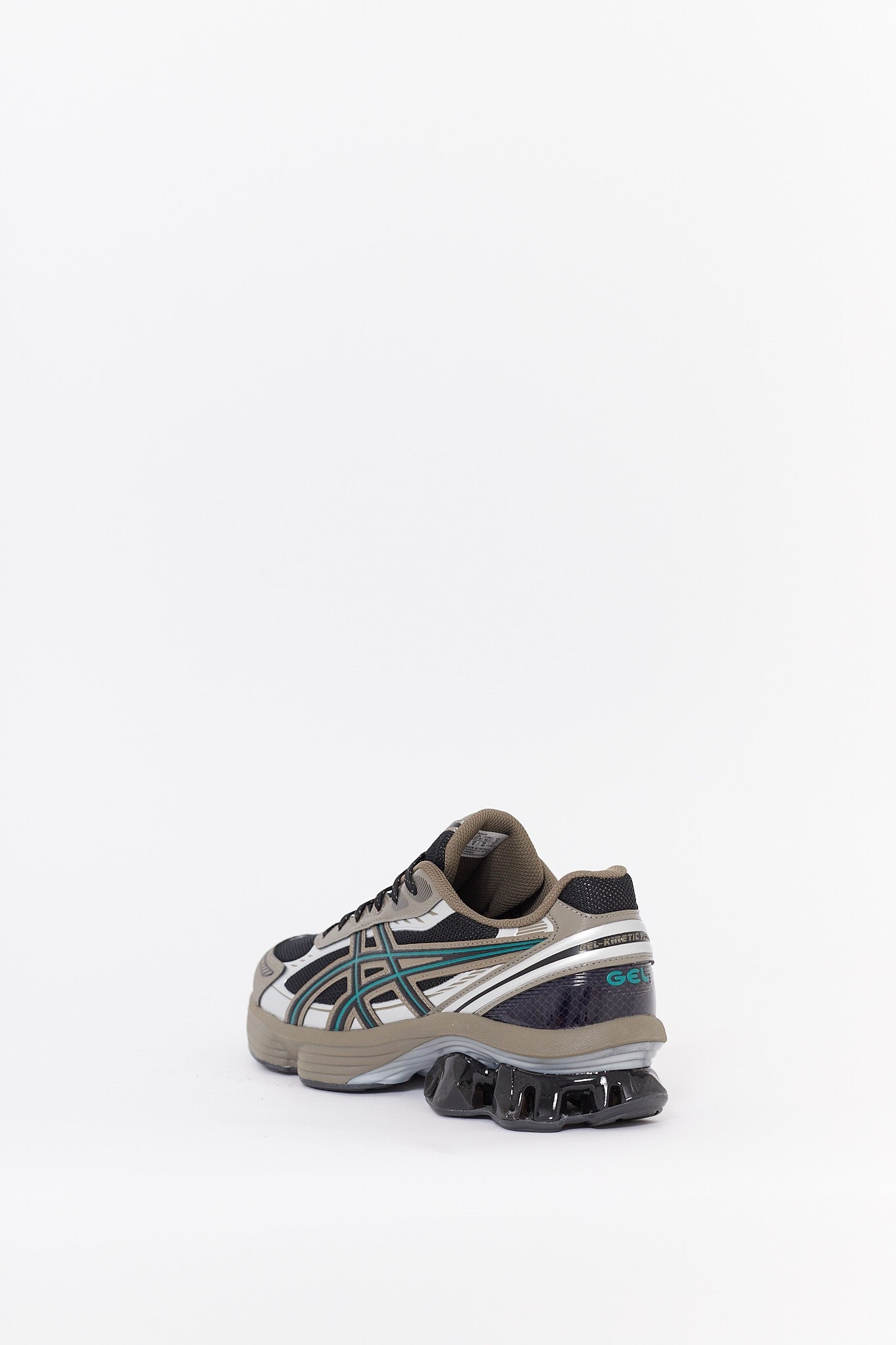 ASICS BLACK DARK TAUPE GEL KINETIC FLUENT SNEAKERS