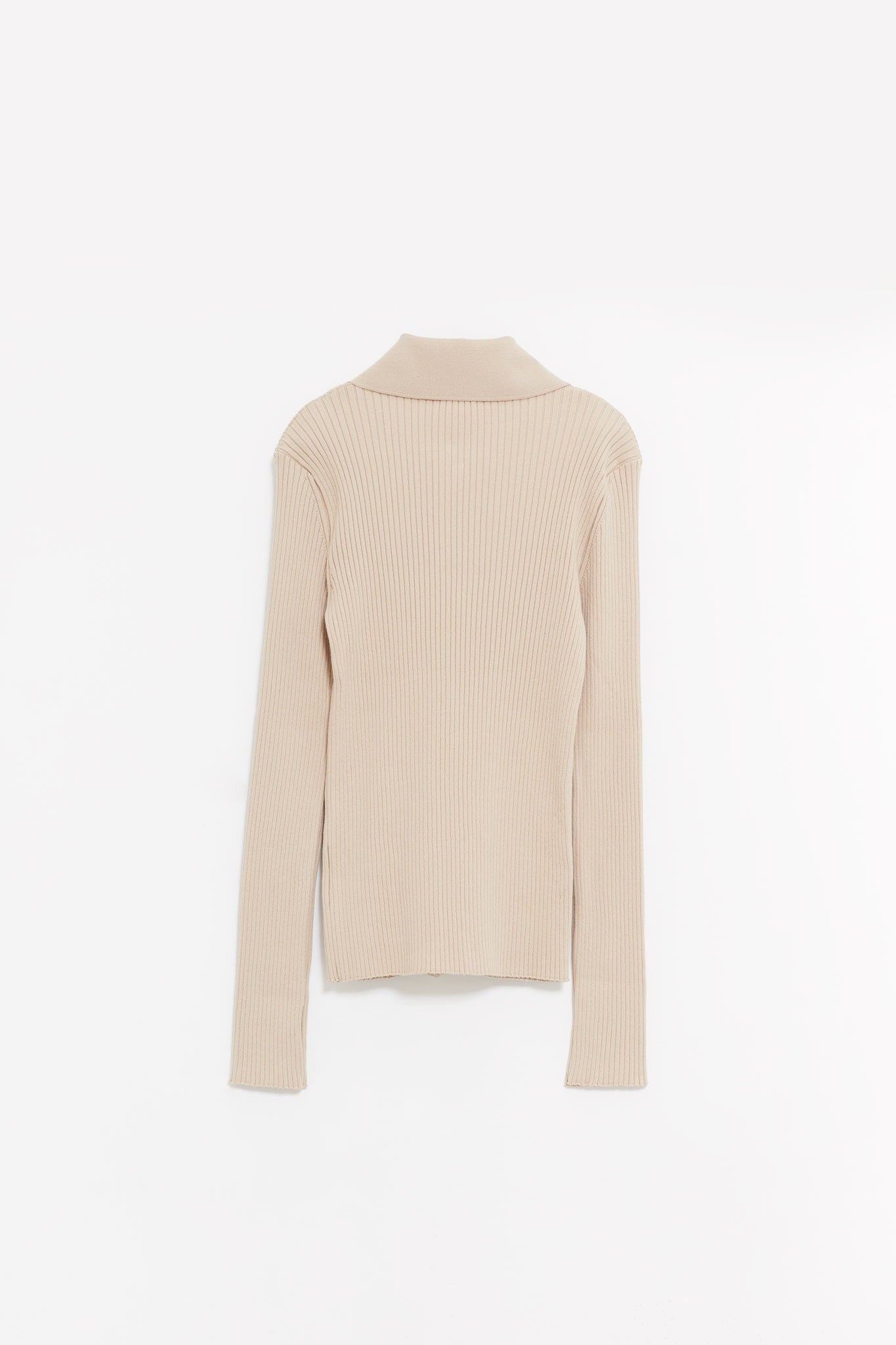 COURREGES DARK SAND DOUBLE ZIPPED RIB KNIT CARDIGAN