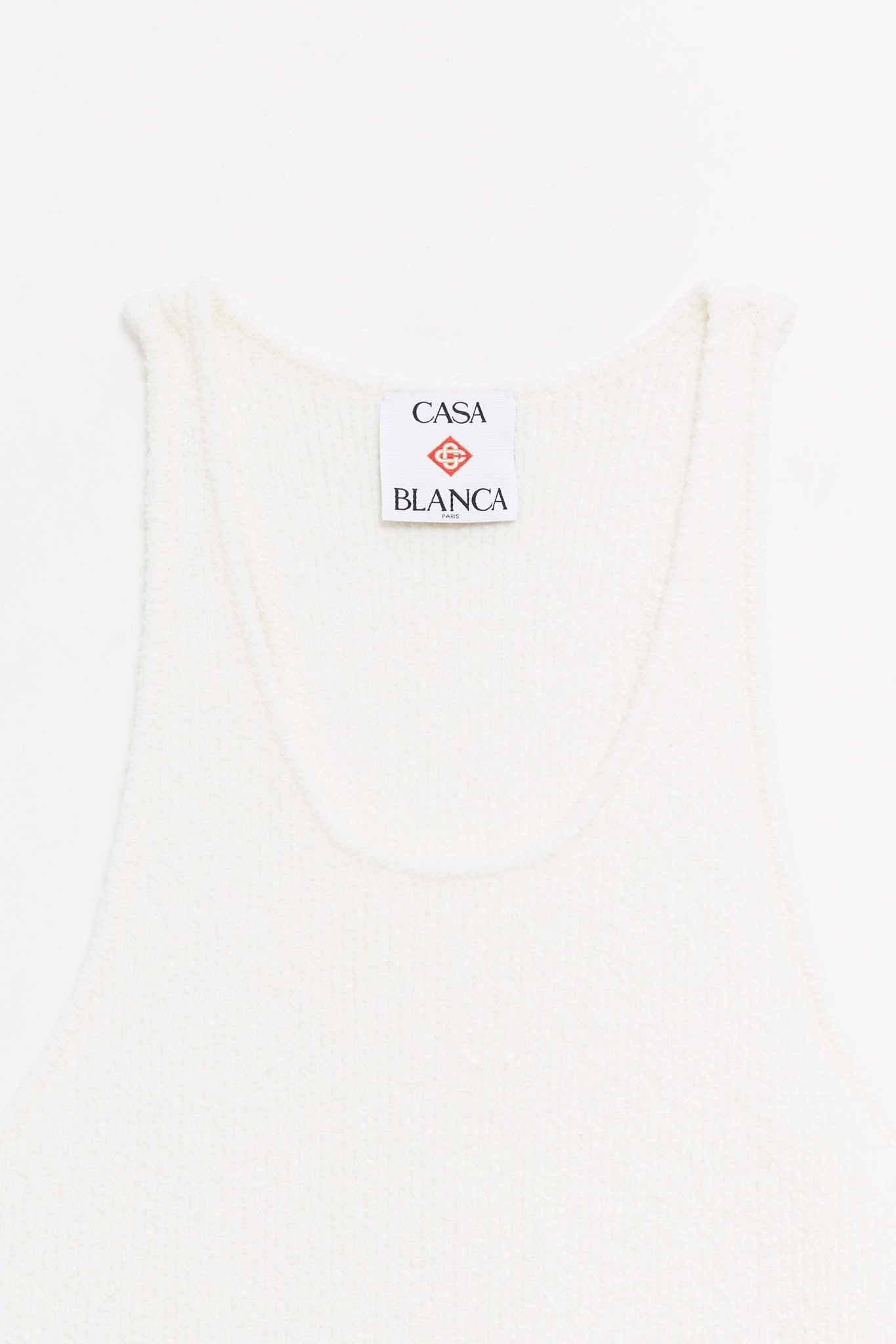 CASABLANCA WHITE BOUCLE RIBBED TANK TOP