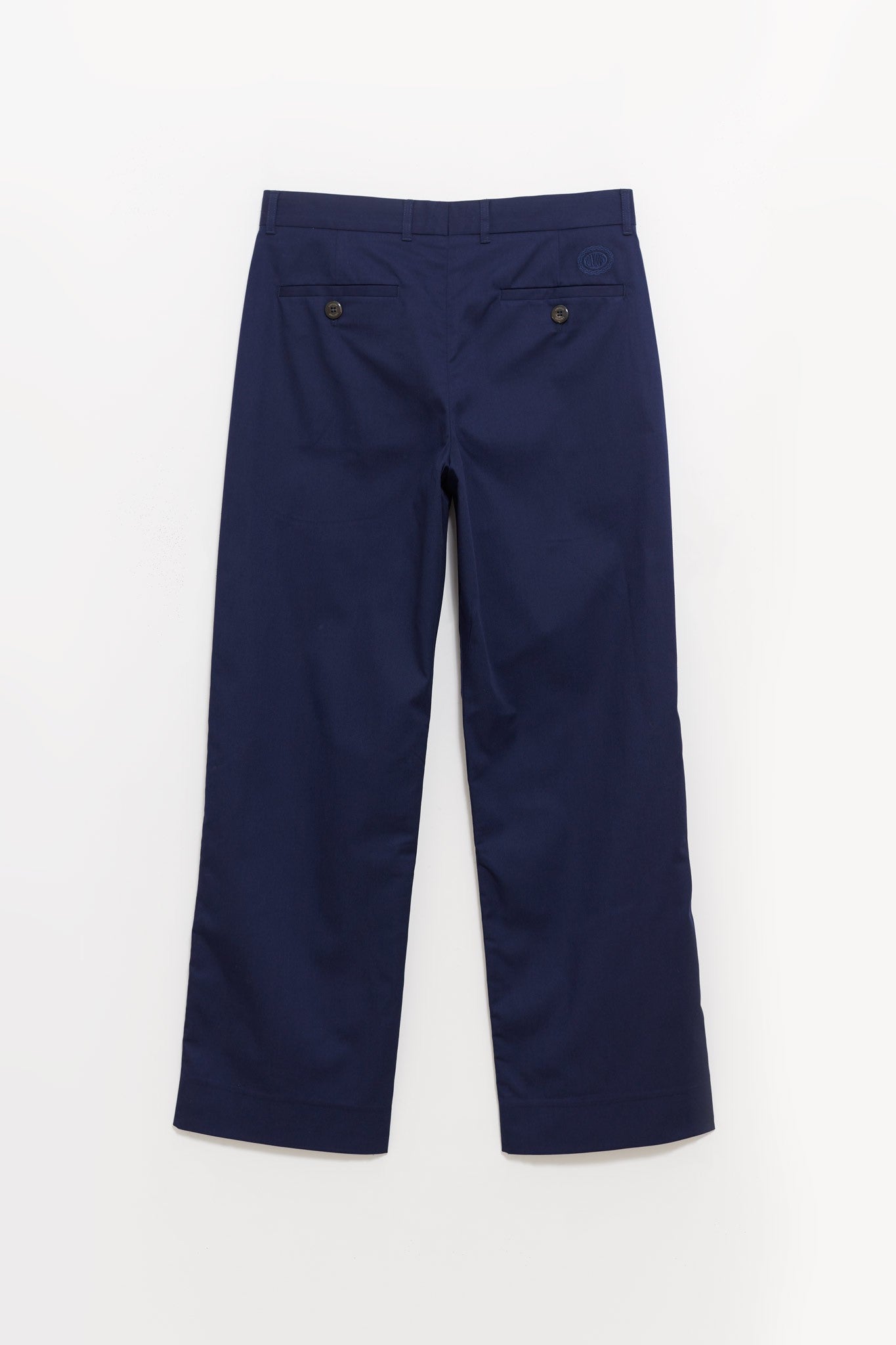 LOUVOIS NAVY PLEATED CHINO TROUSERS