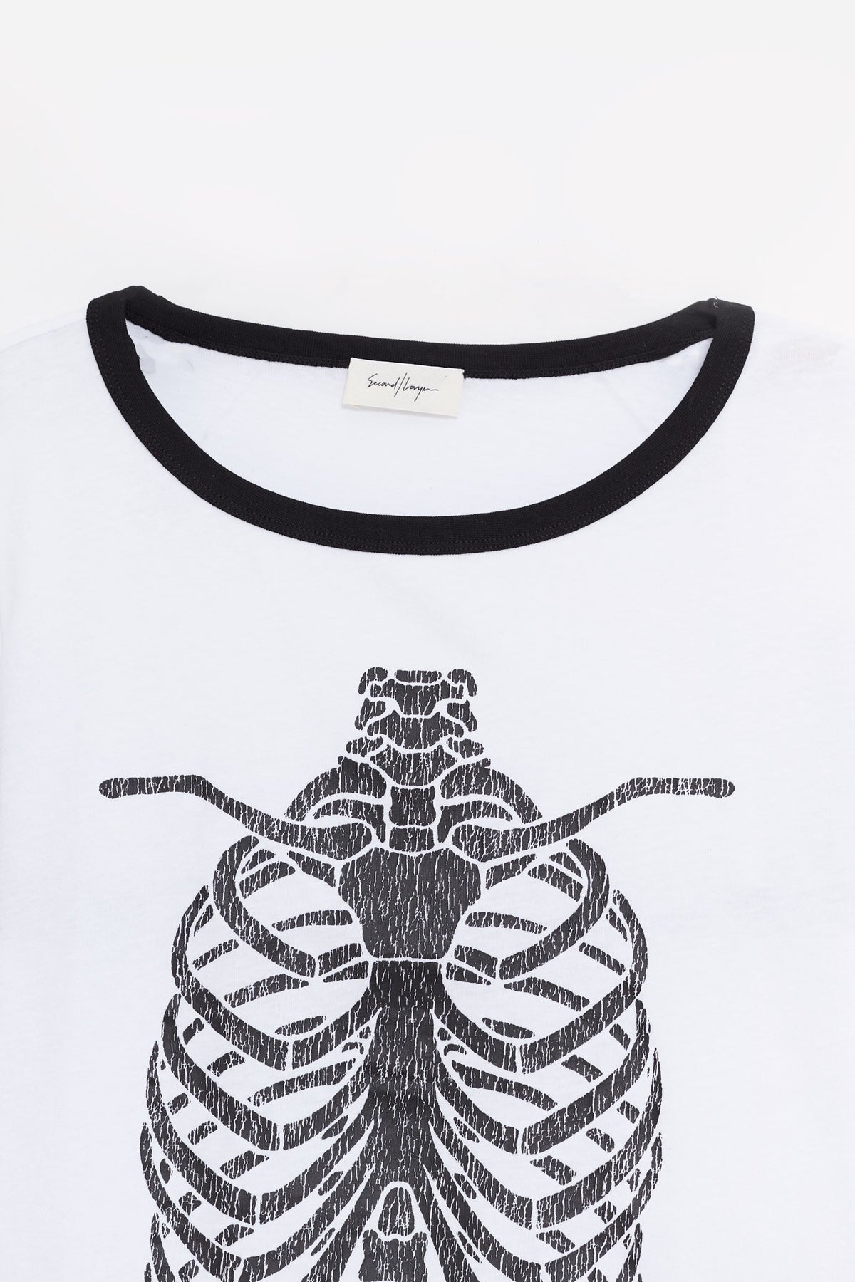 SECOND LAYER WHITE BLACK SHRINE BBALL LS T SHIRT