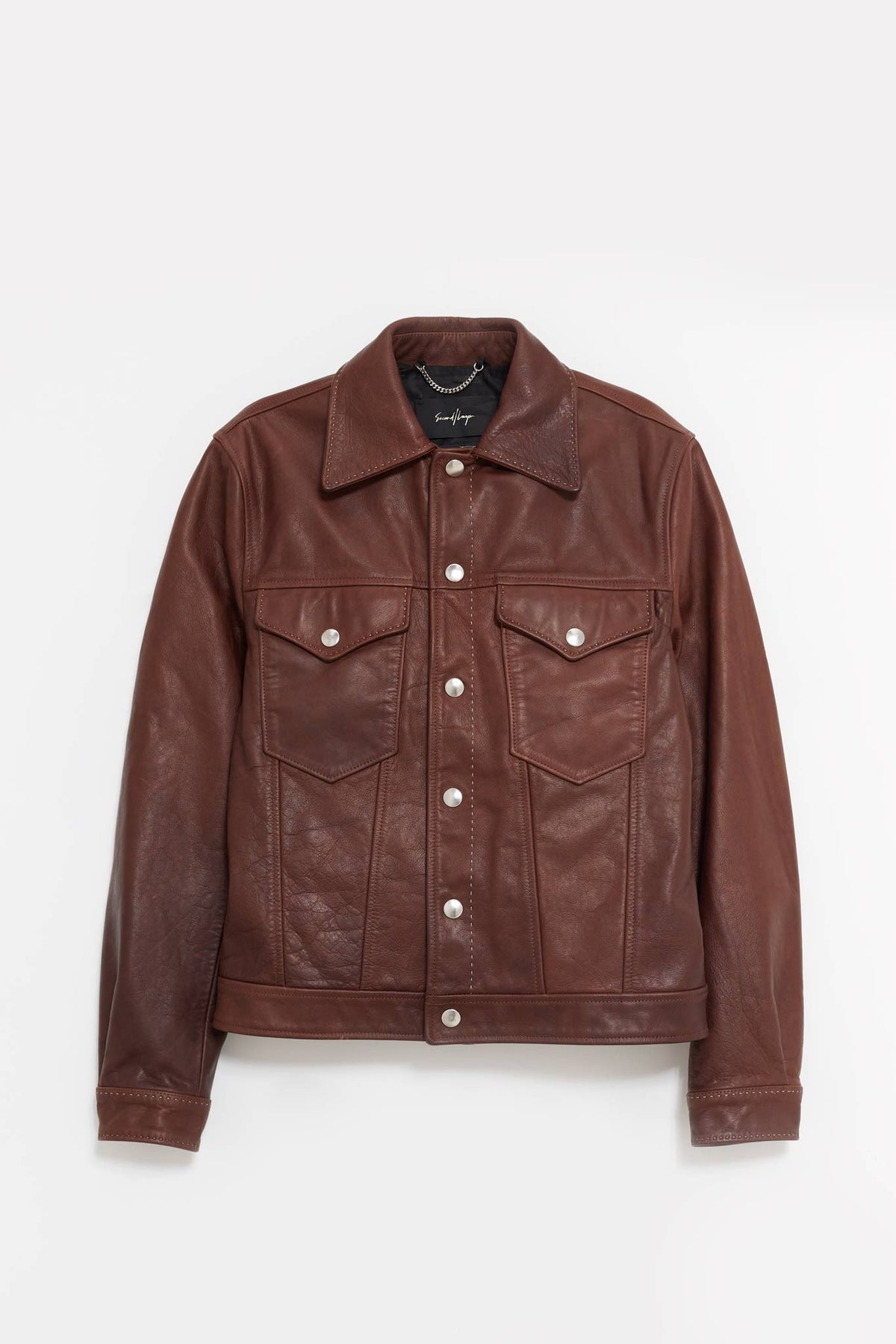 SECOND LAYER BROWN TRUCKER LEATHER JACKET