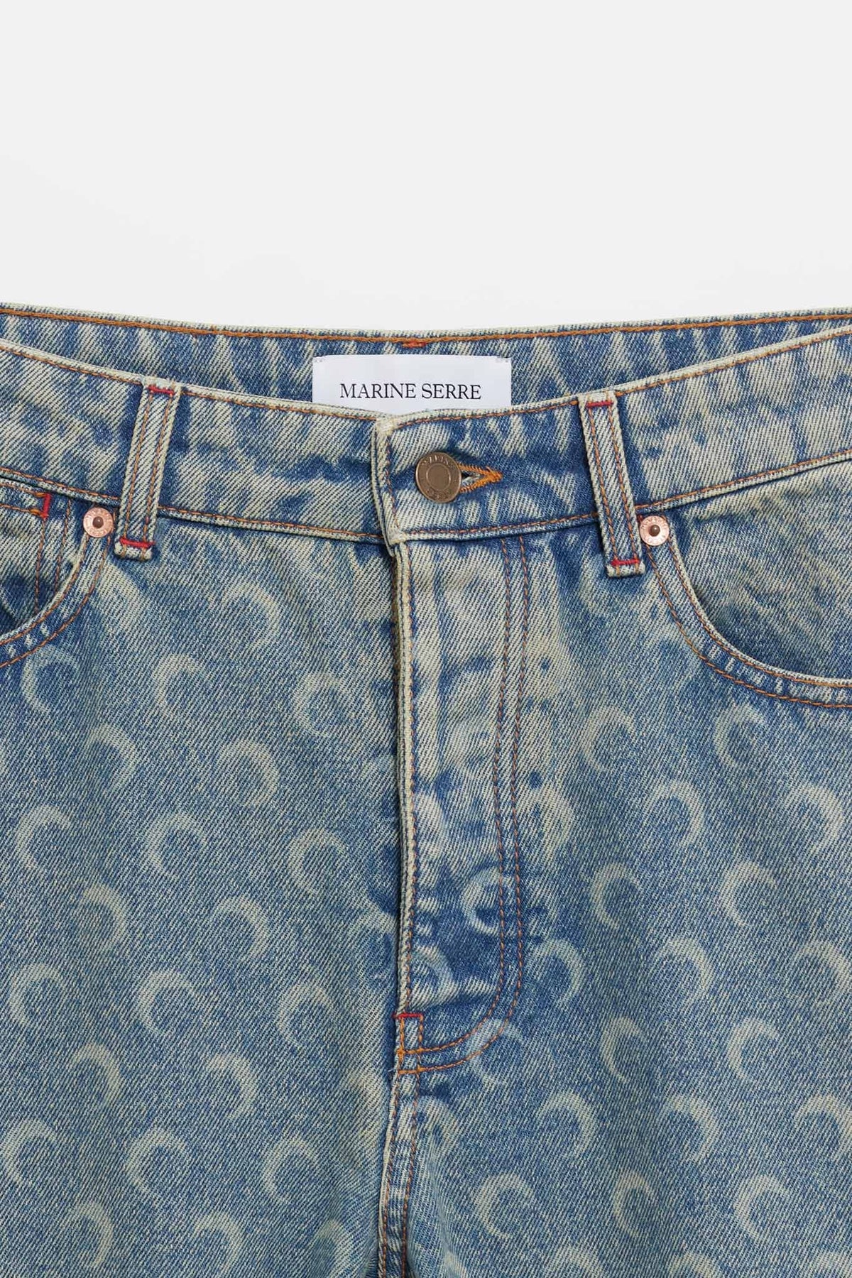 MARINE SERRE LIGHT BEIGE MOON LASER DENIM LOOSE JEANS