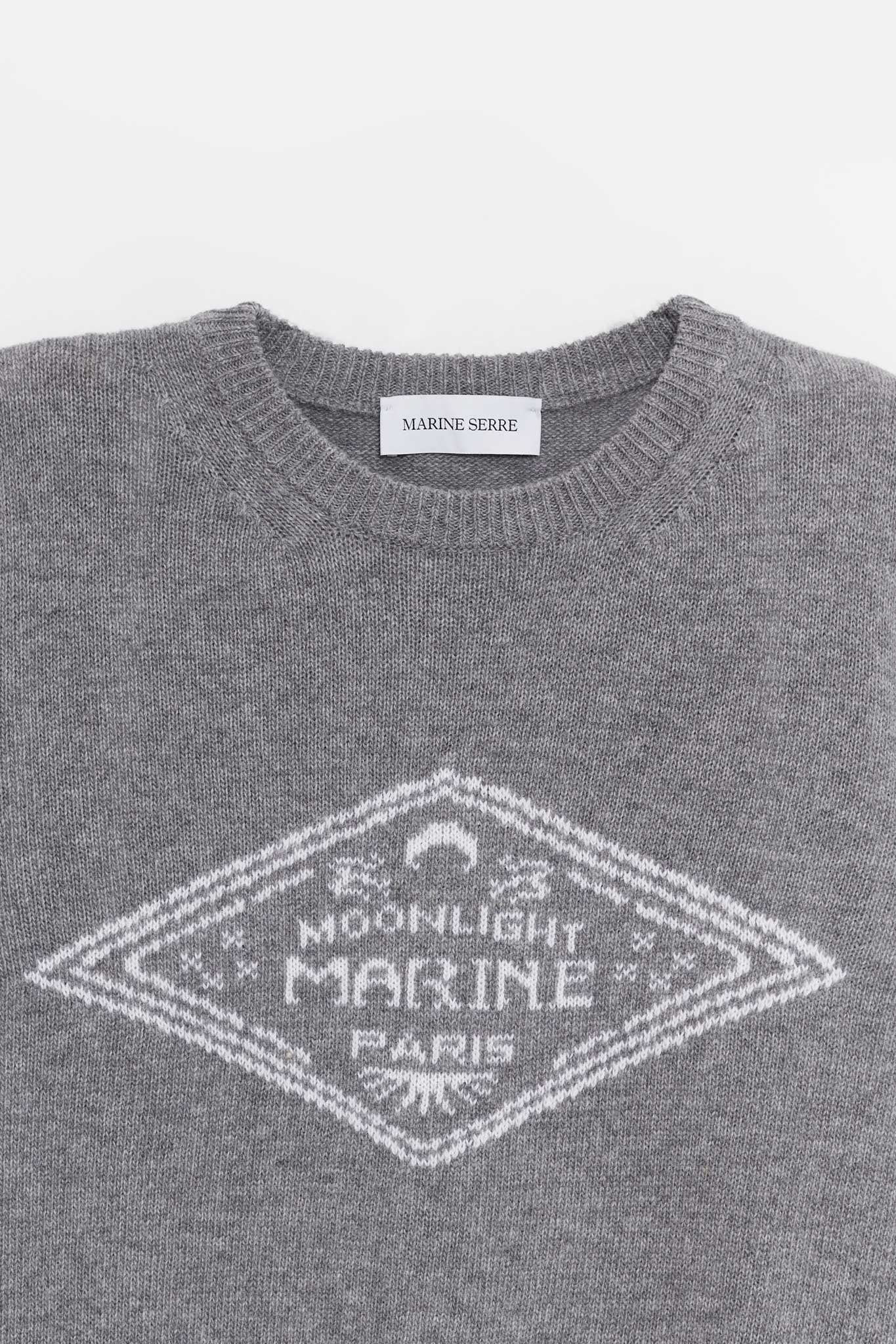 MARINE SERRE DARK GREY CLEAN WOOL KNIT CREWNECK