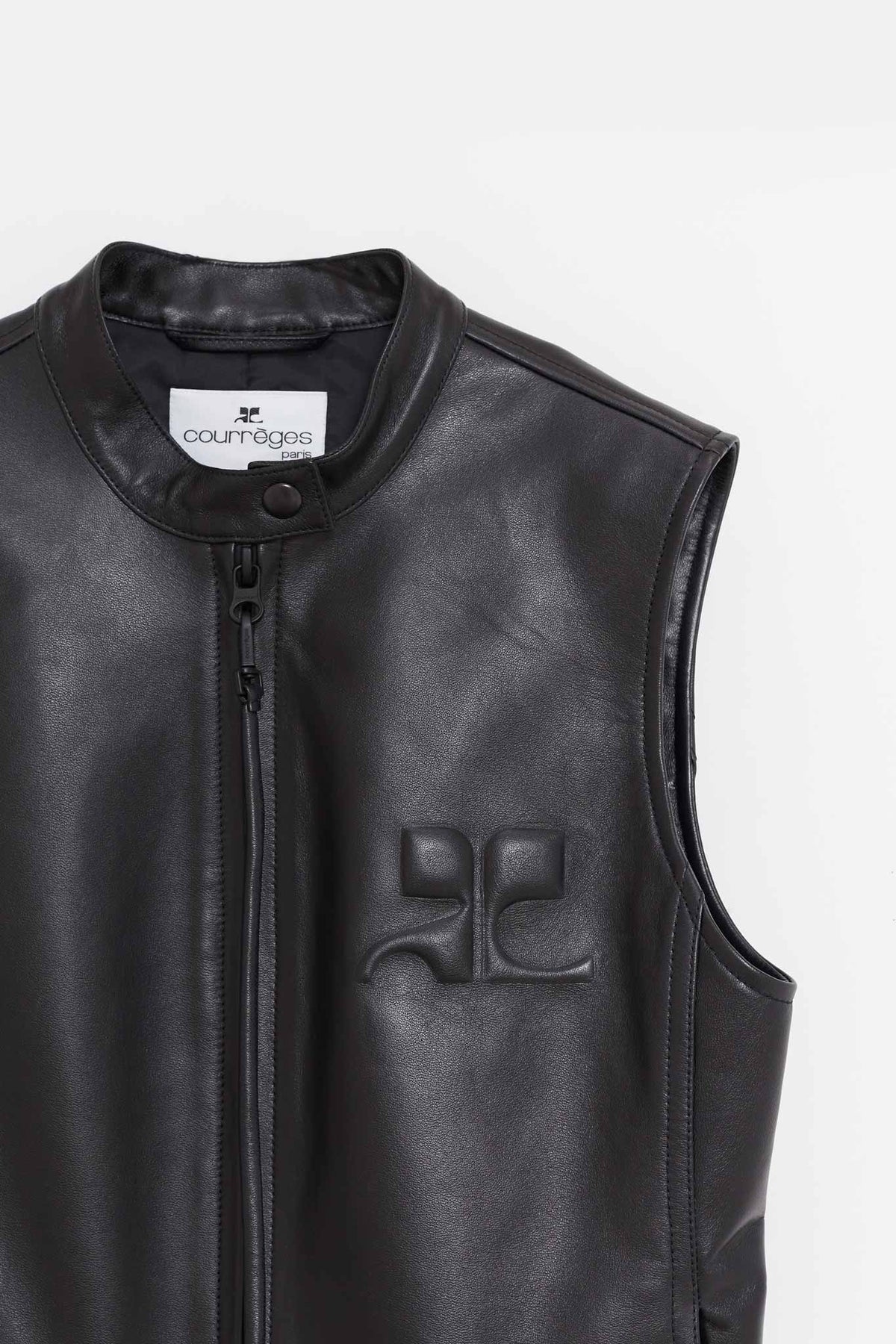 COURREGES BLACK CITY SHADOW LEATHER VEST