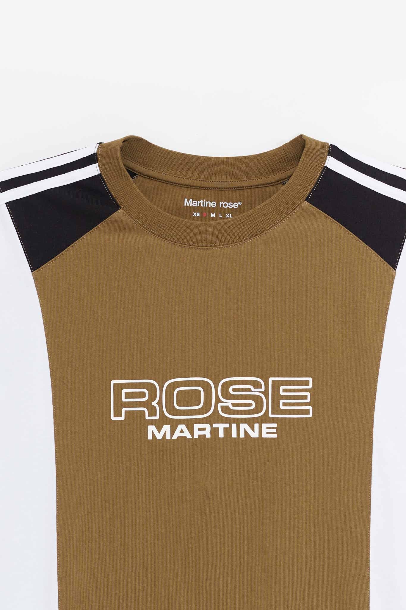 MARTINE ROSE GREEN KHAKI OVERSIZED PANELLED T SHIRT