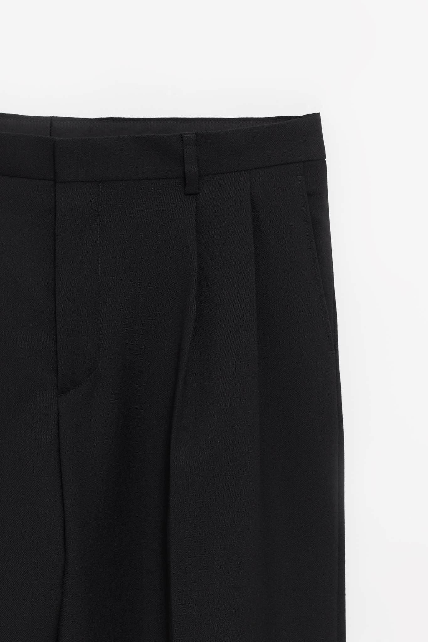 SUNFLOWER BLACK WIDE PLEATED TROUSER