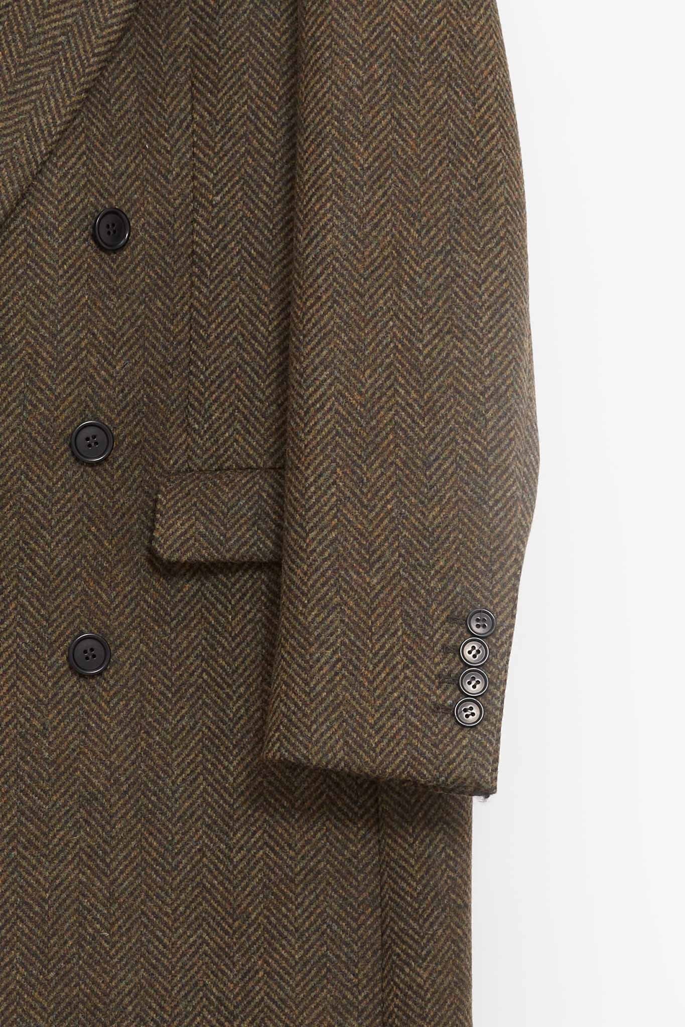 SUNFLOWER GREEN HERRINGBONE DB COAT