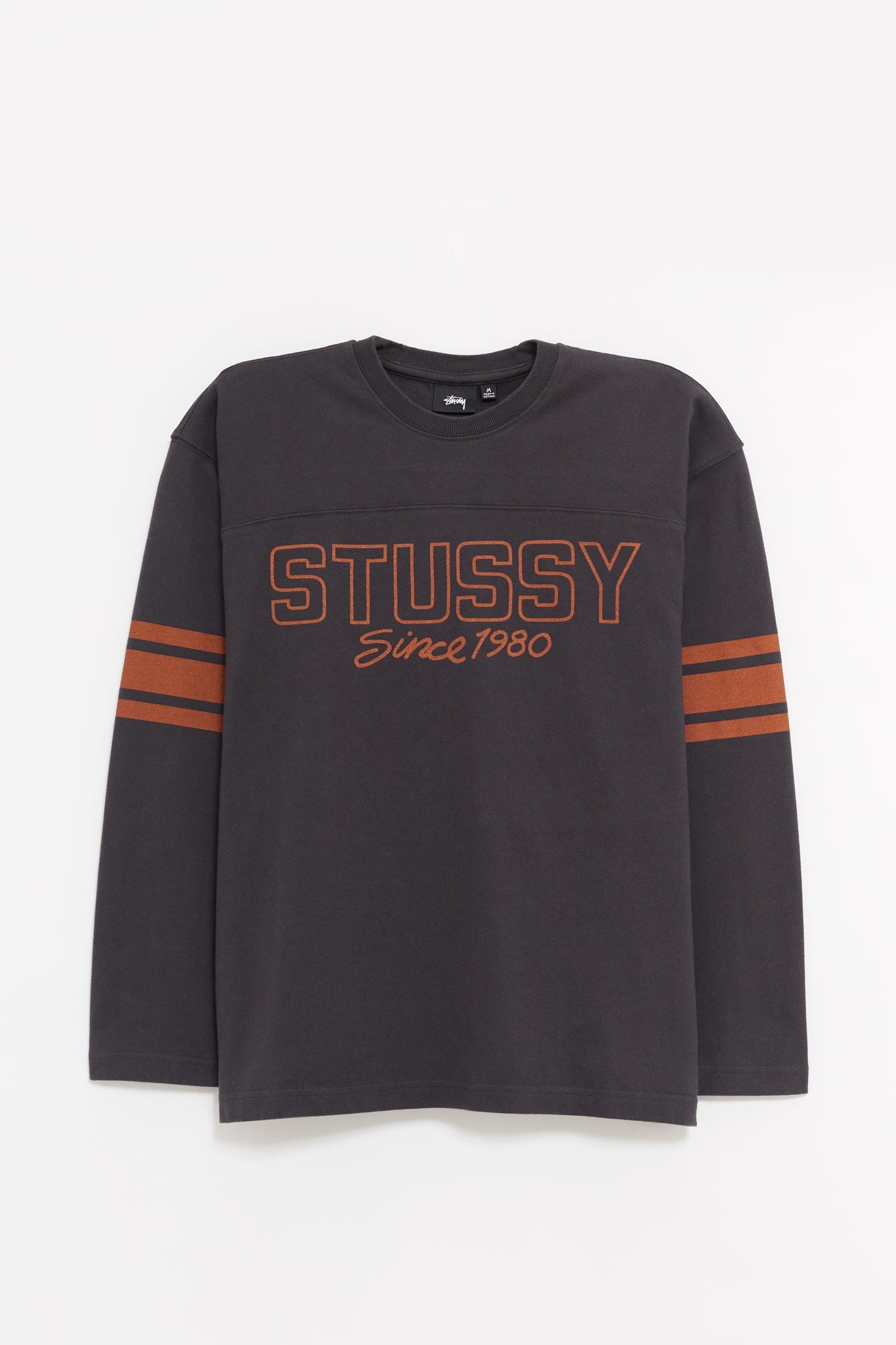 STUSSY BLACK FOOTBALL CREW LS T SHIRT