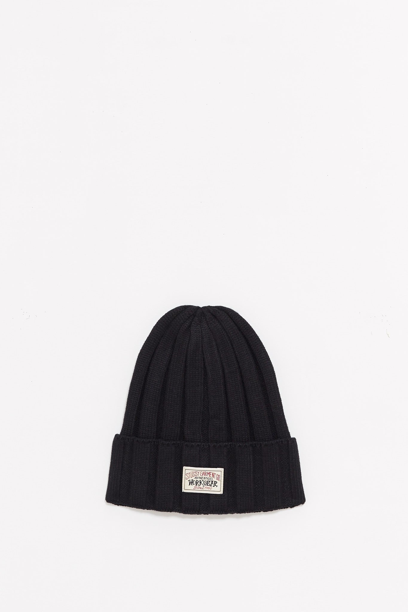 STUSSY BLACK WORKWEAR CUFF BEANIE