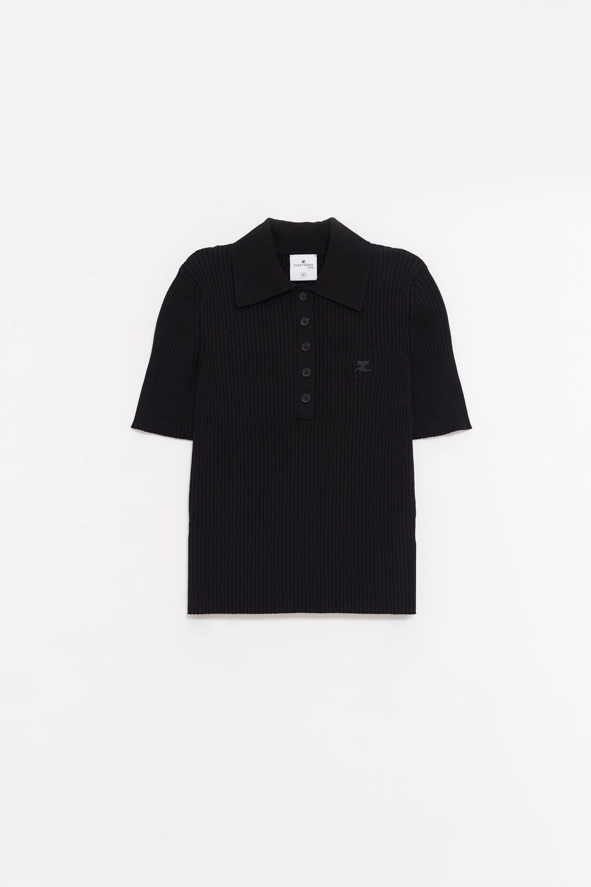 COURREGES BLACK SIGNATURE RIB POLO