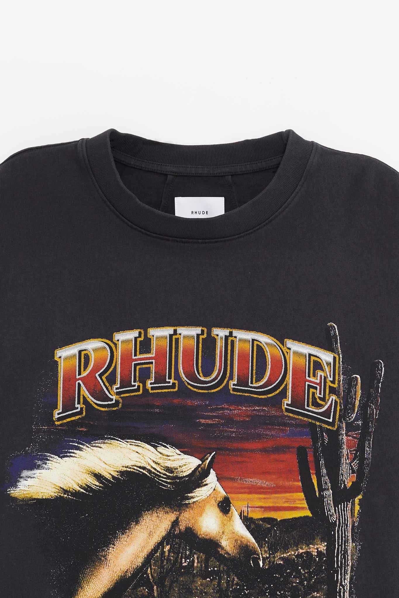 RHUDE VINTAGE BLACK MESA STALLION LS T SHIRT