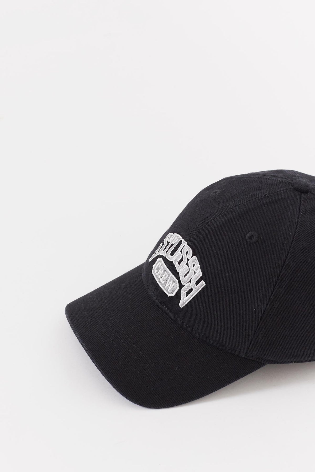 STUSSY BLACK LP CREW STRAPBACK CAP