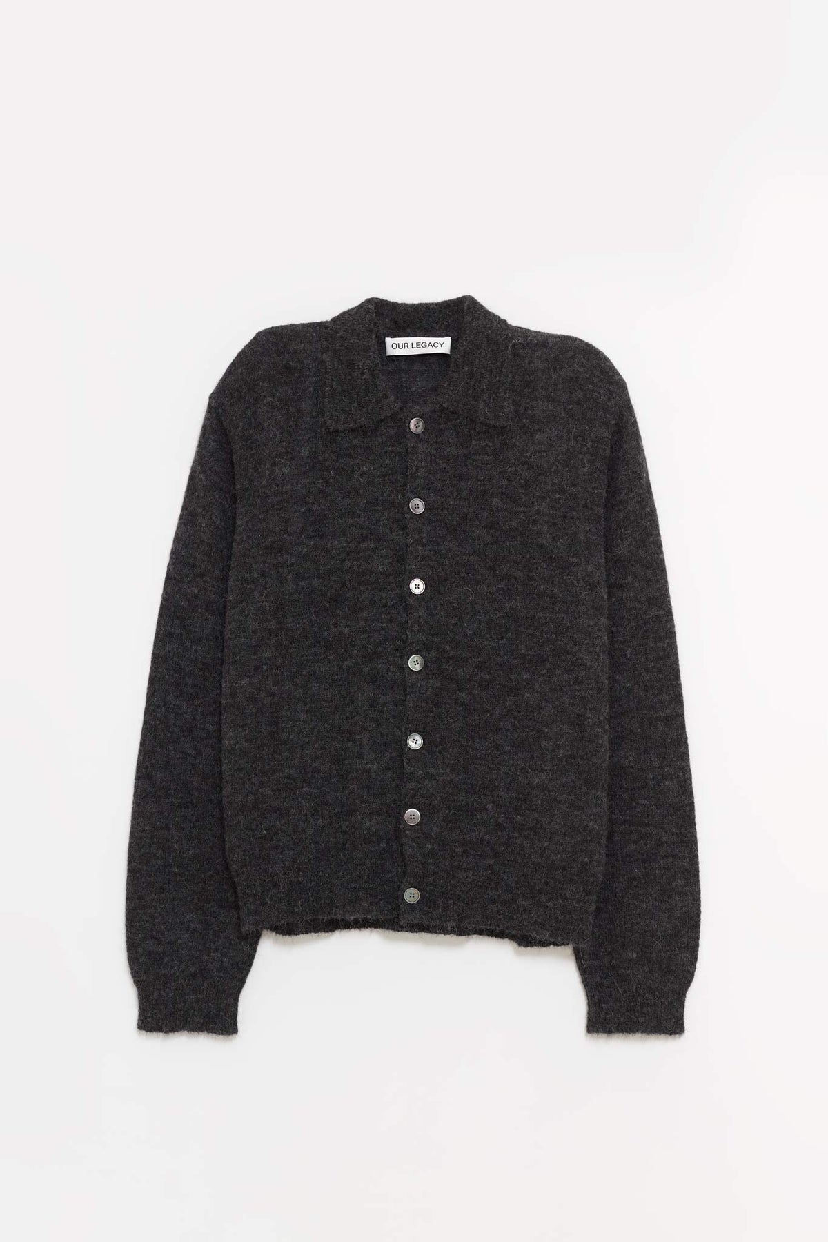 OUR LEGACY CHARCOAL MELANGE EVENING POLO CARDIGAN