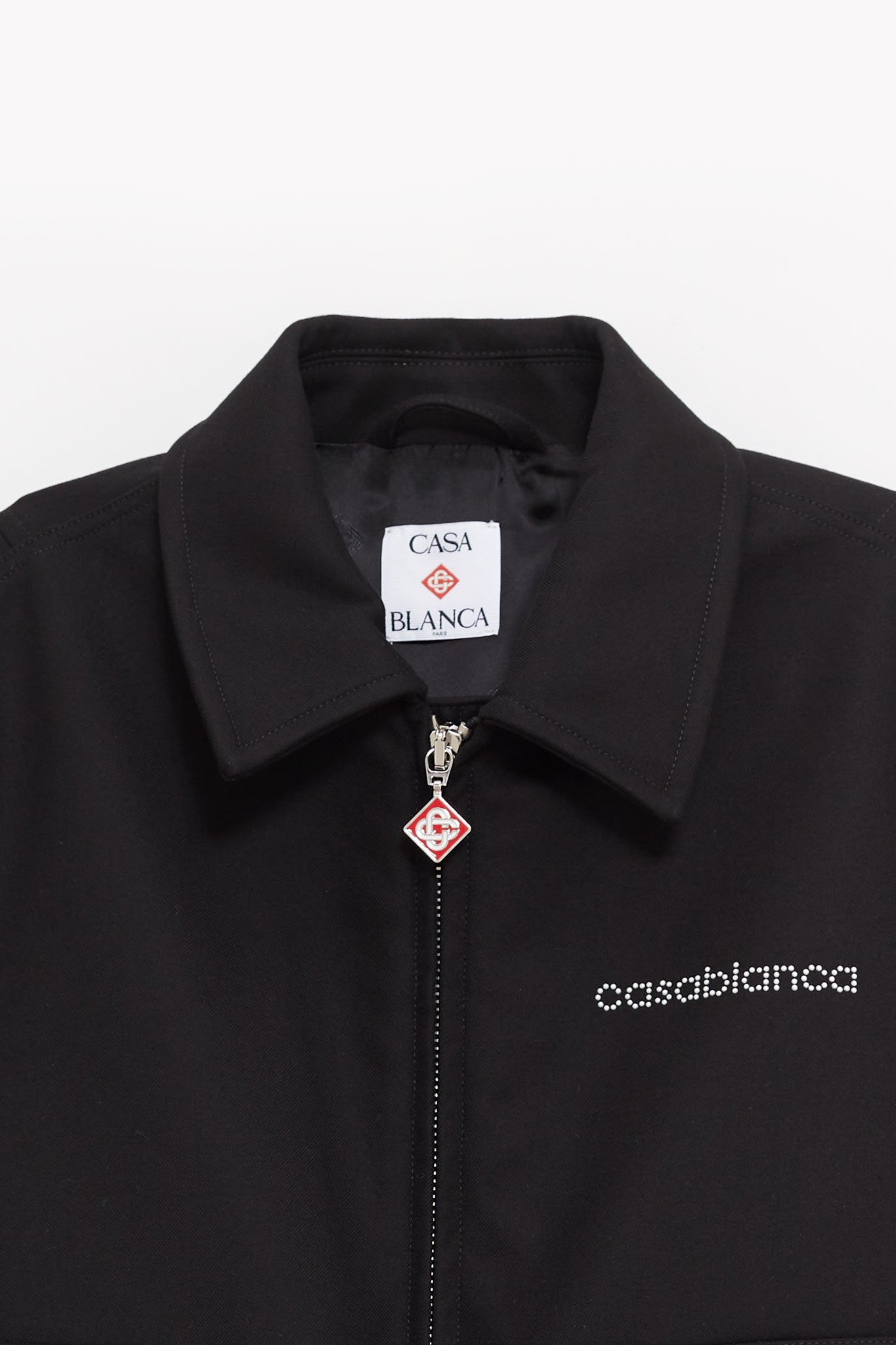 CASABLANCA BLACK BONDED WOOL BLEND JACKET