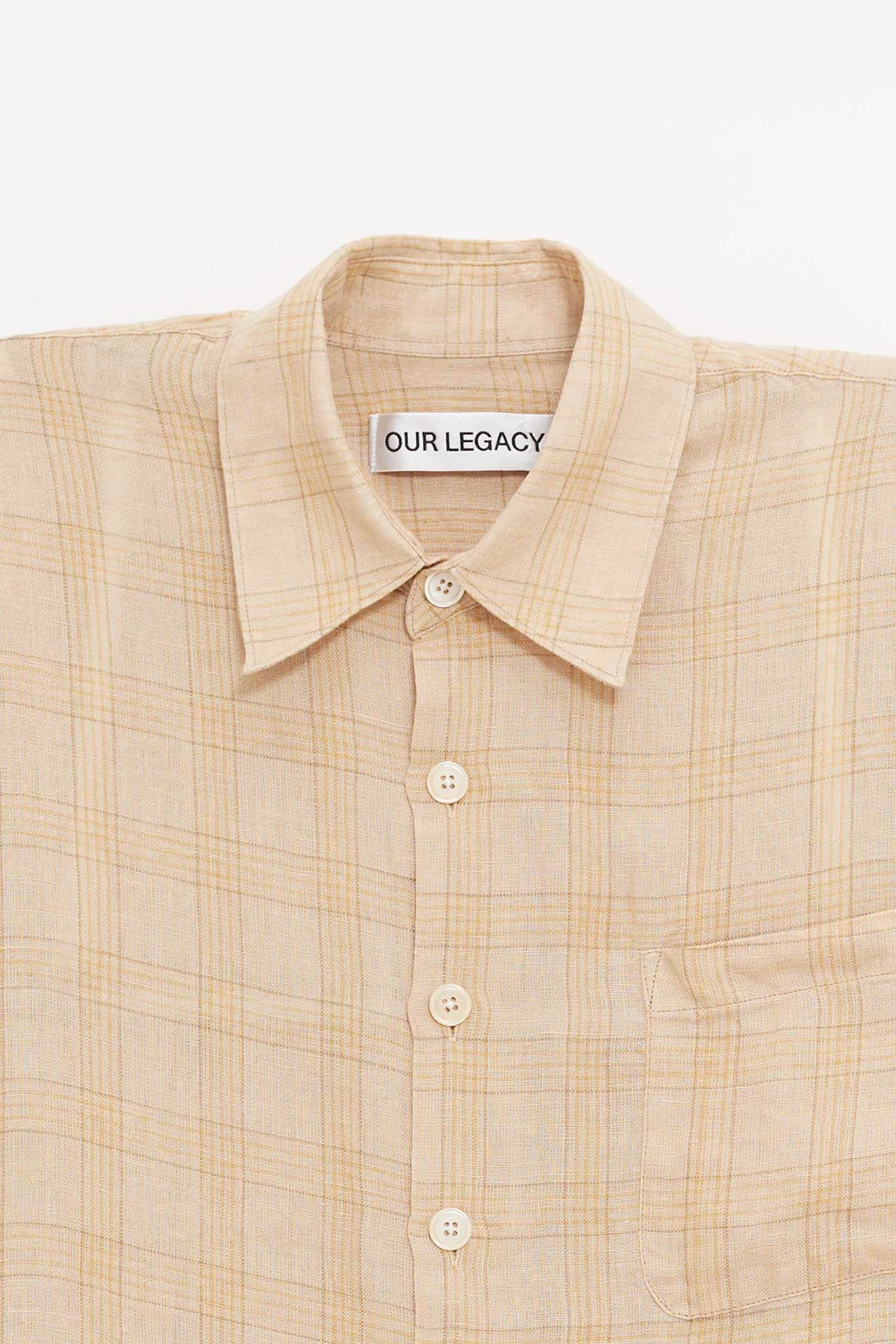 OUR LEGACY VACAY CHECK GAUZE LINEN ABOVE SHIRT