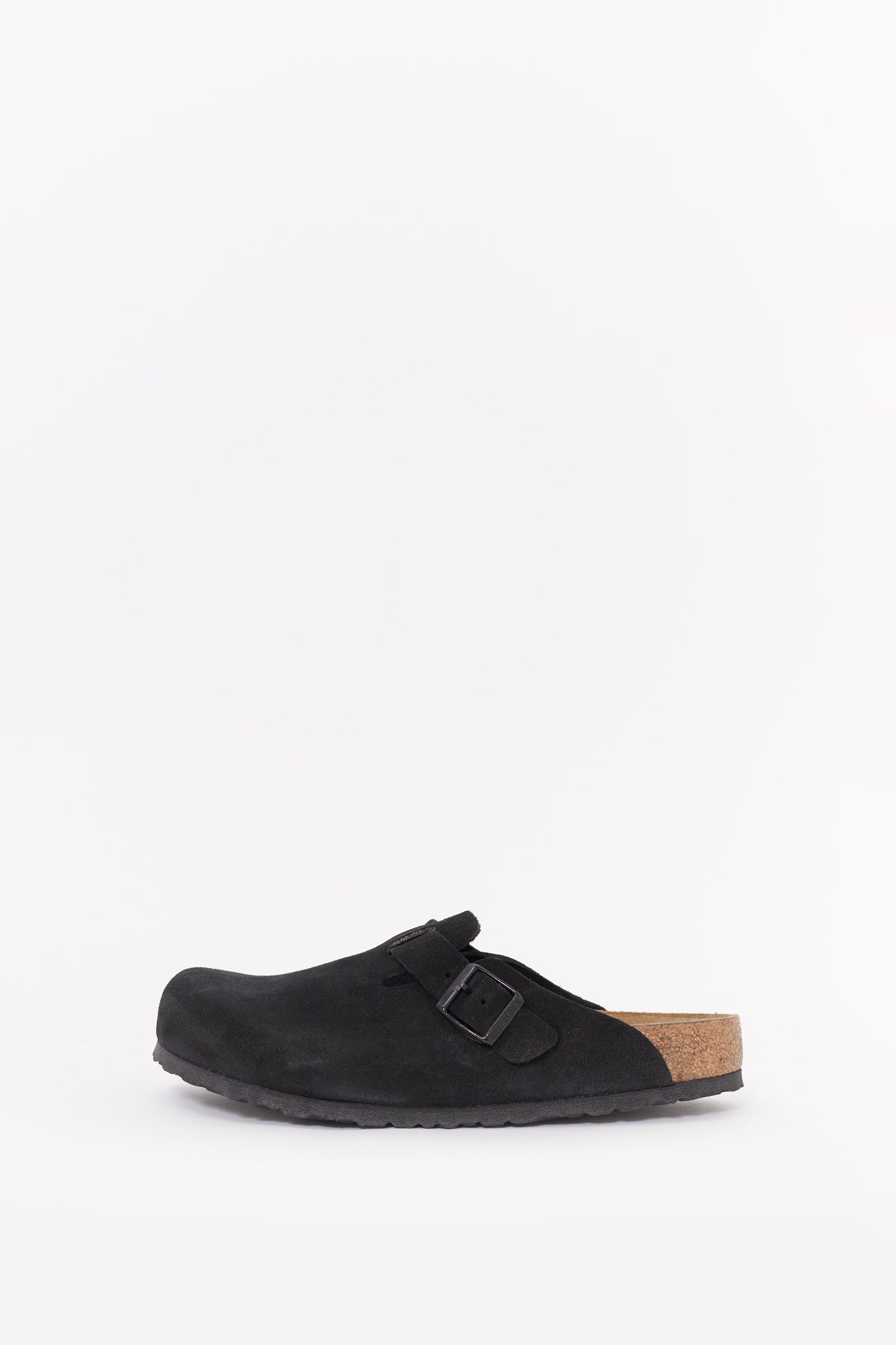 BIRKENSTOCK BLACK BOSTON REGULAR SUEDE LEATHER CLOGS