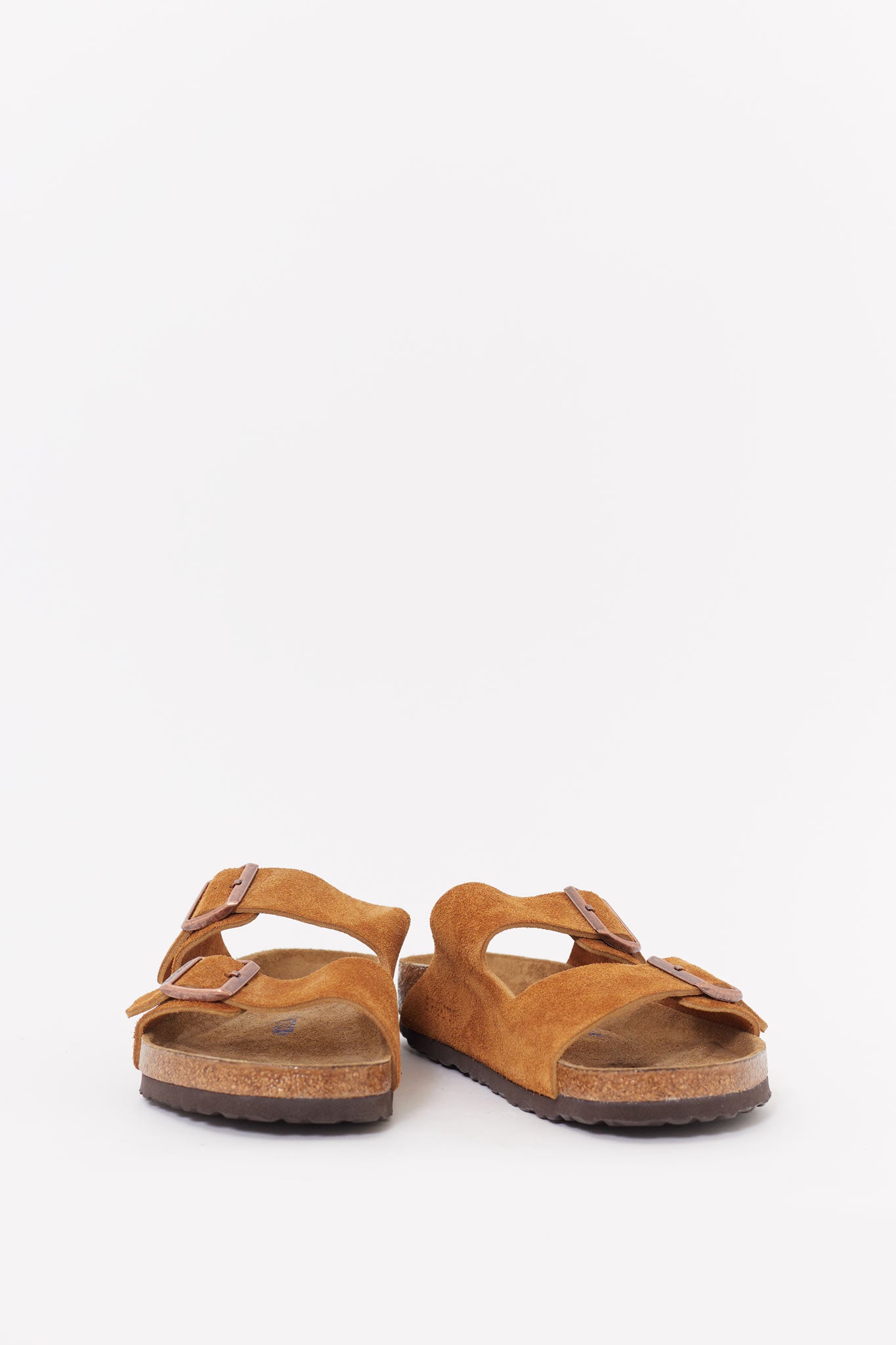 BIRKENSTOCK MINK ARIZONA NARROW SOFT FOOTBED SUEDE LEATHER SANDALS
