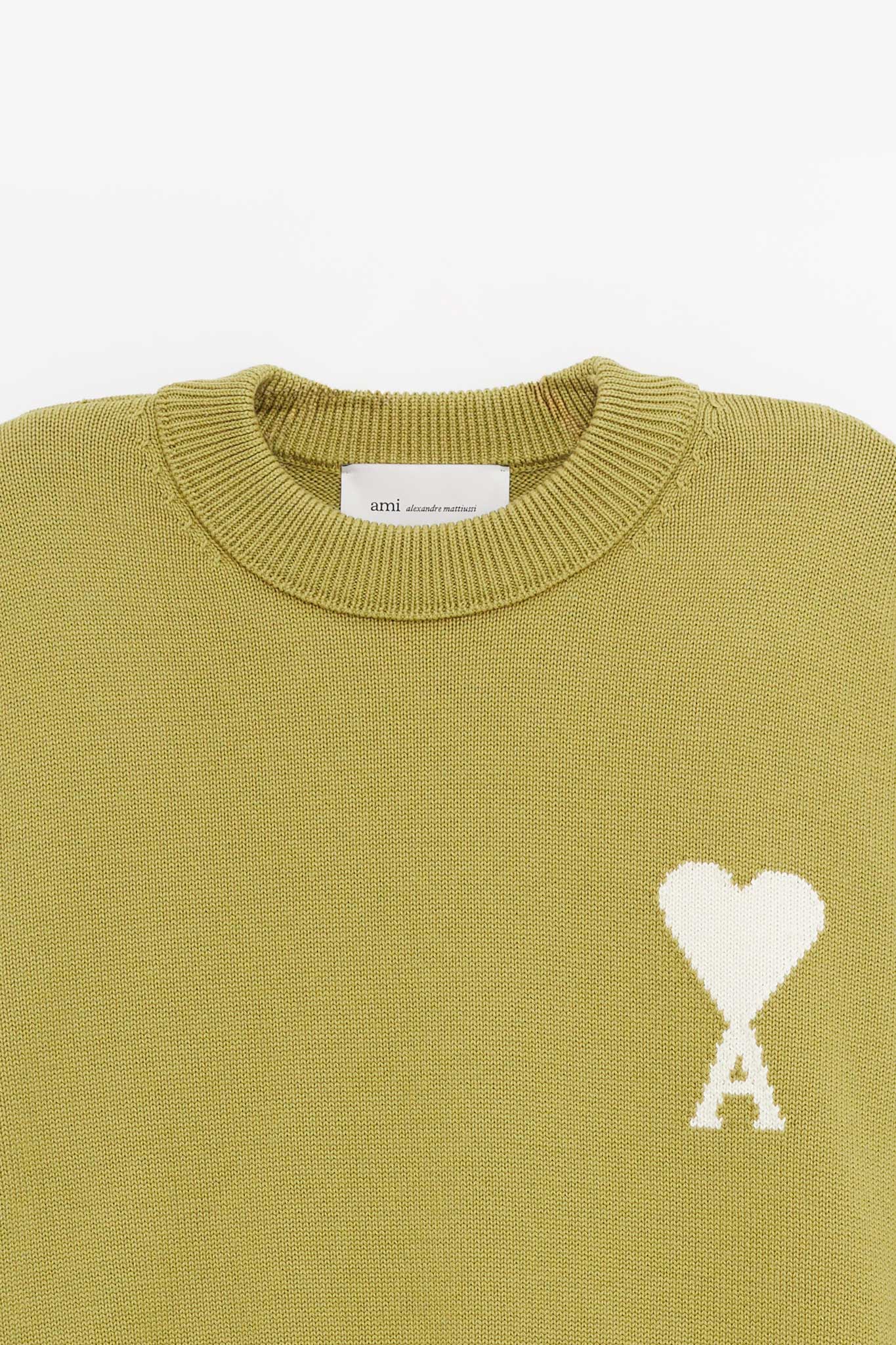 AMI MATCHA ECRU CREWNECK SWEATER