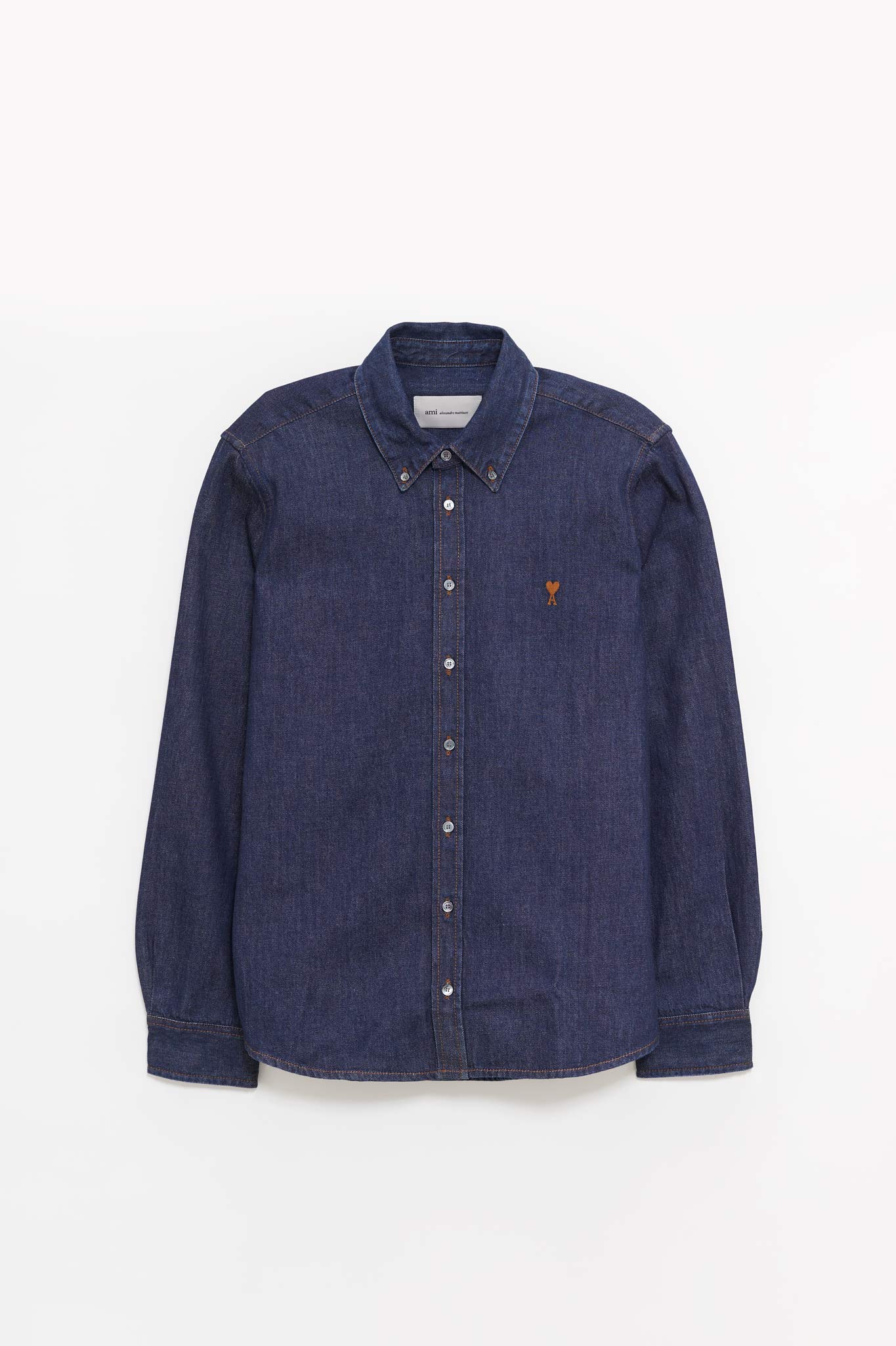 AMI INDIGO CONTRASTED AMI DE COEUR SHIRT