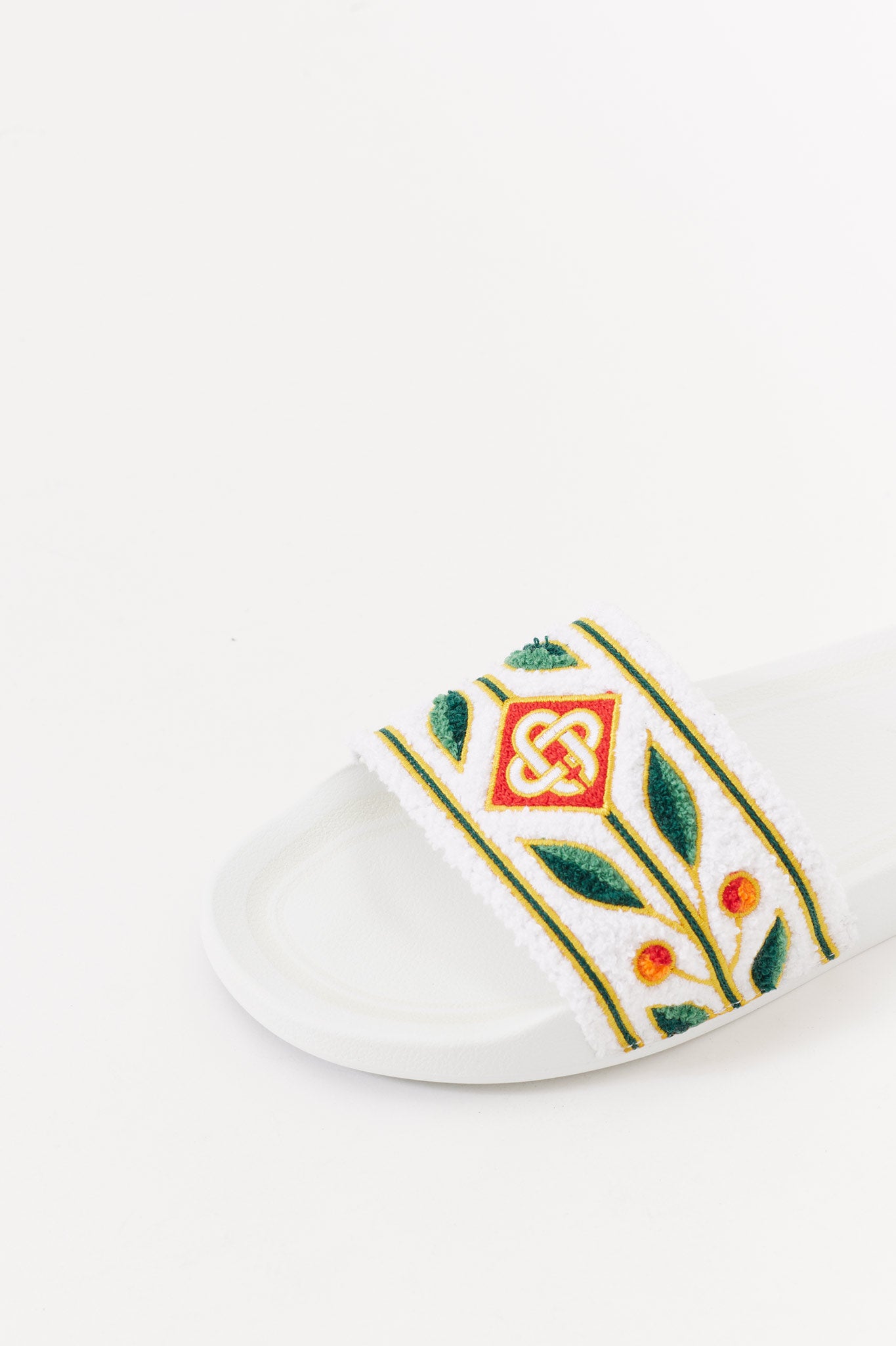 CASABLANCA WHITE EMBROIDERED TERRY SLIDES