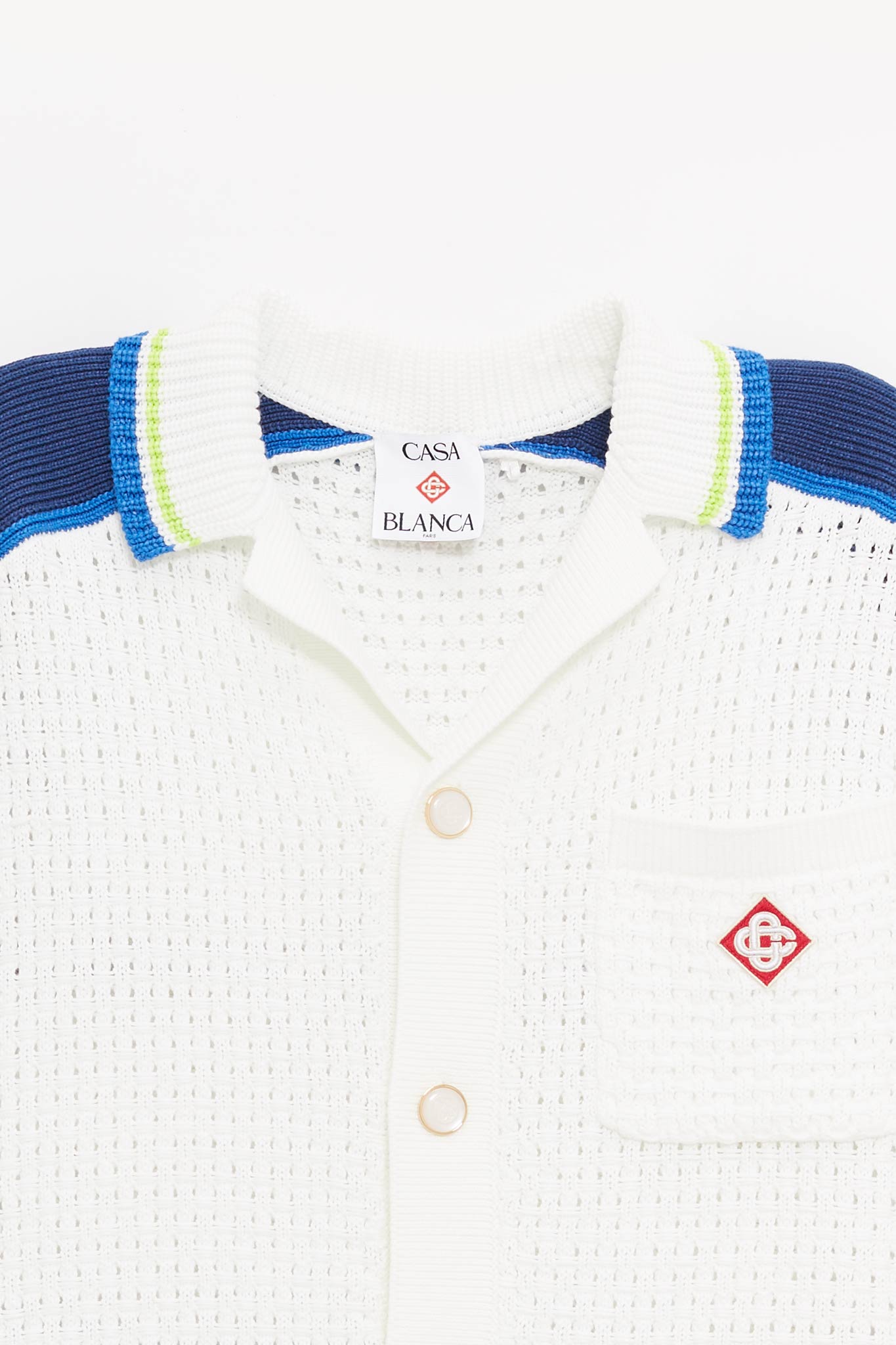 CASABLANCA WHITE BLUE CROCHET SHIRT