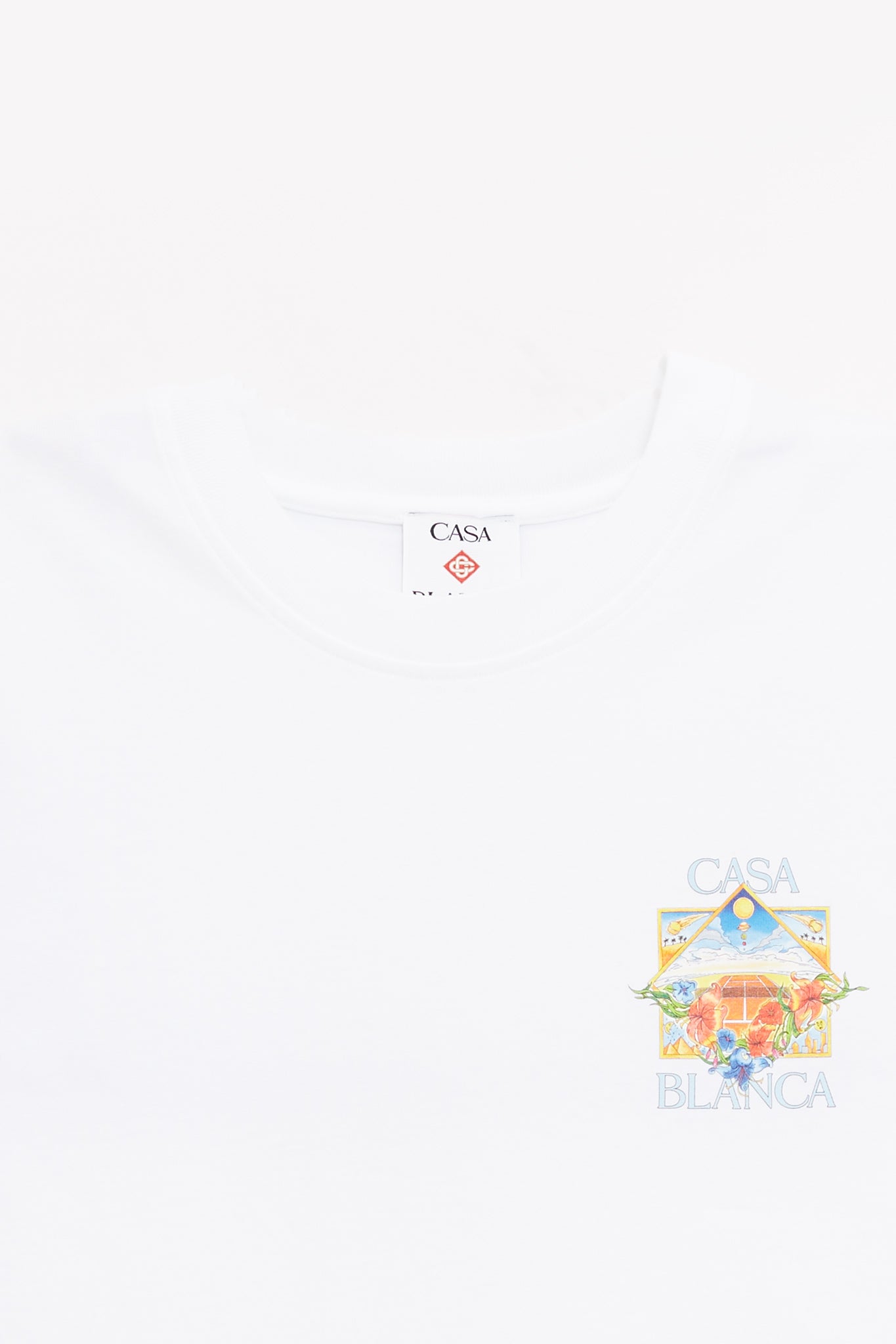 CASABLANCA WHITE FLOWER COURT ICON FLOWER COURT ICON T SHIRT