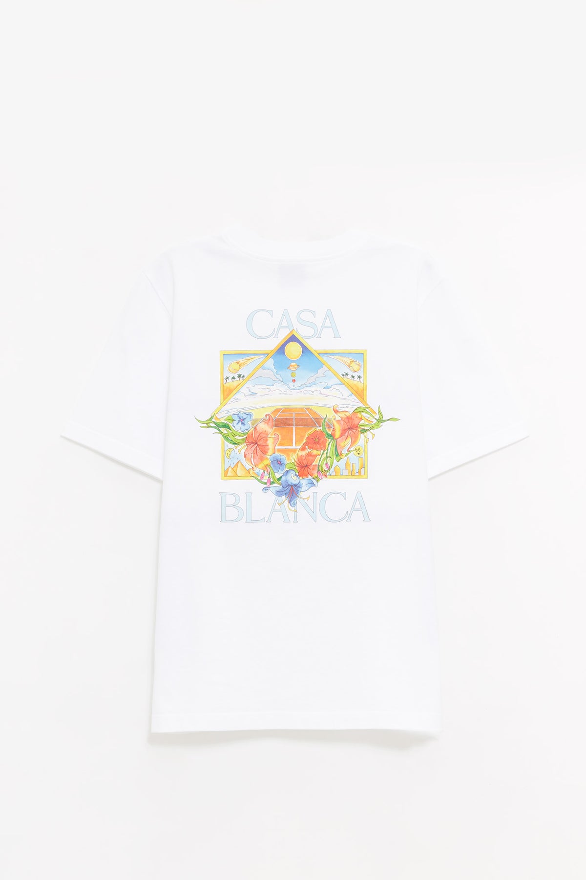 CASABLANCA WHITE FLOWER COURT ICON FLOWER COURT ICON T SHIRT
