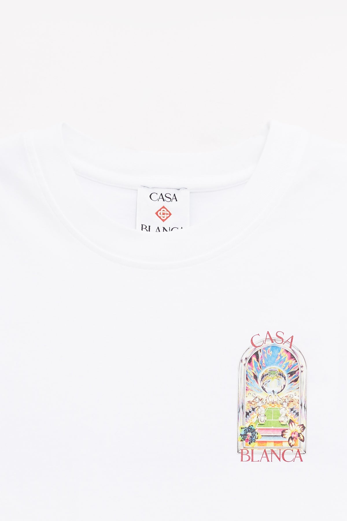 CASABLANCA WHITE TENNIS LANDSCAPE TENNIS LANDSCAPE T SHIRT