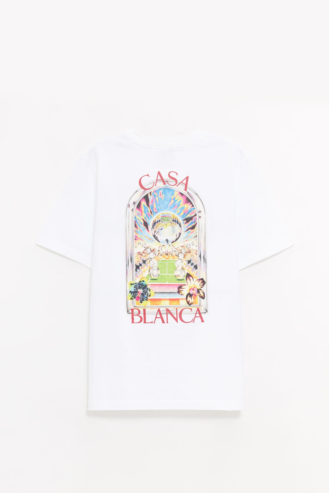 CASABLANCA WHITE TENNIS LANDSCAPE TENNIS LANDSCAPE T SHIRT