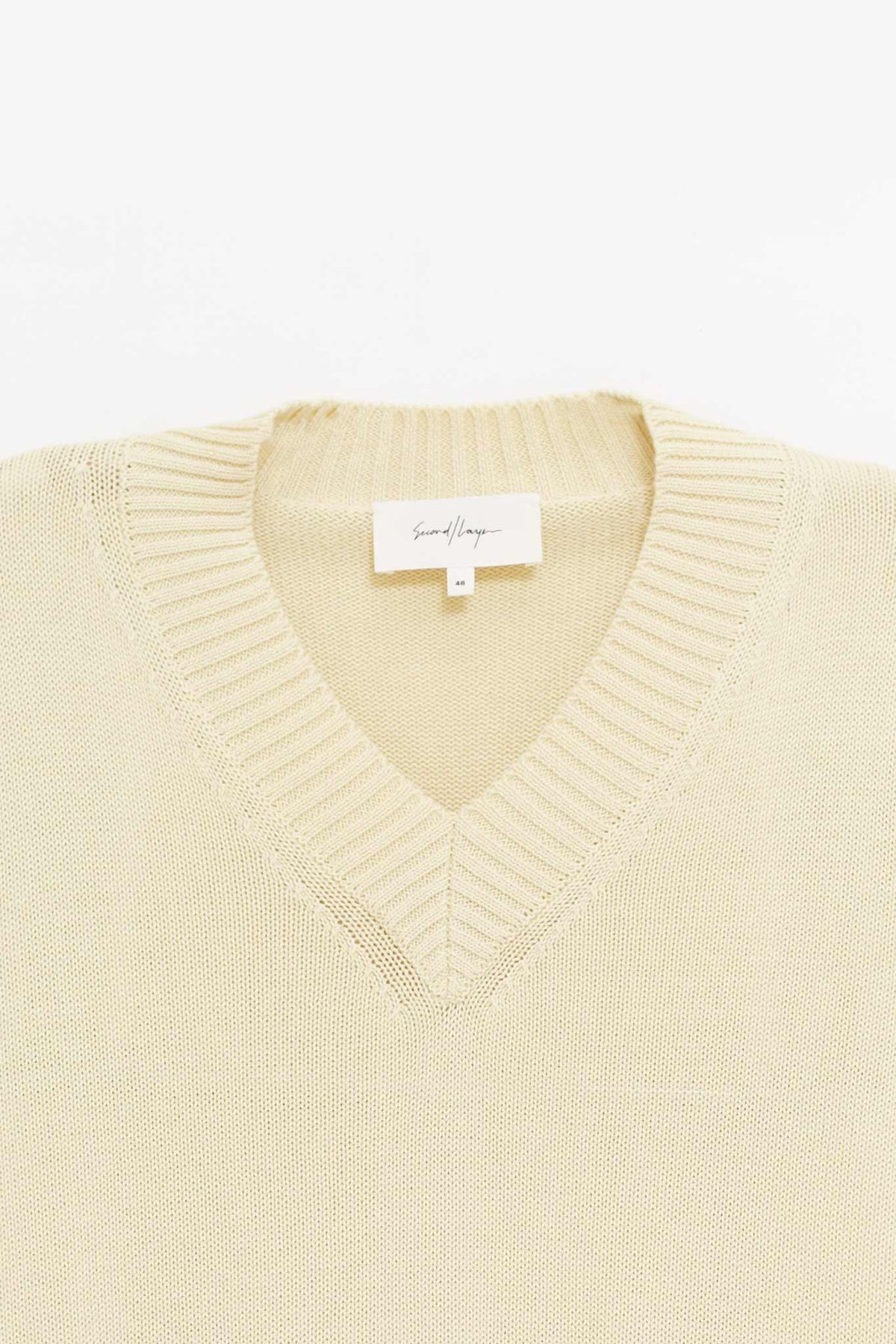 SECOND LAYER PALE YELLOW VEXED V NECK