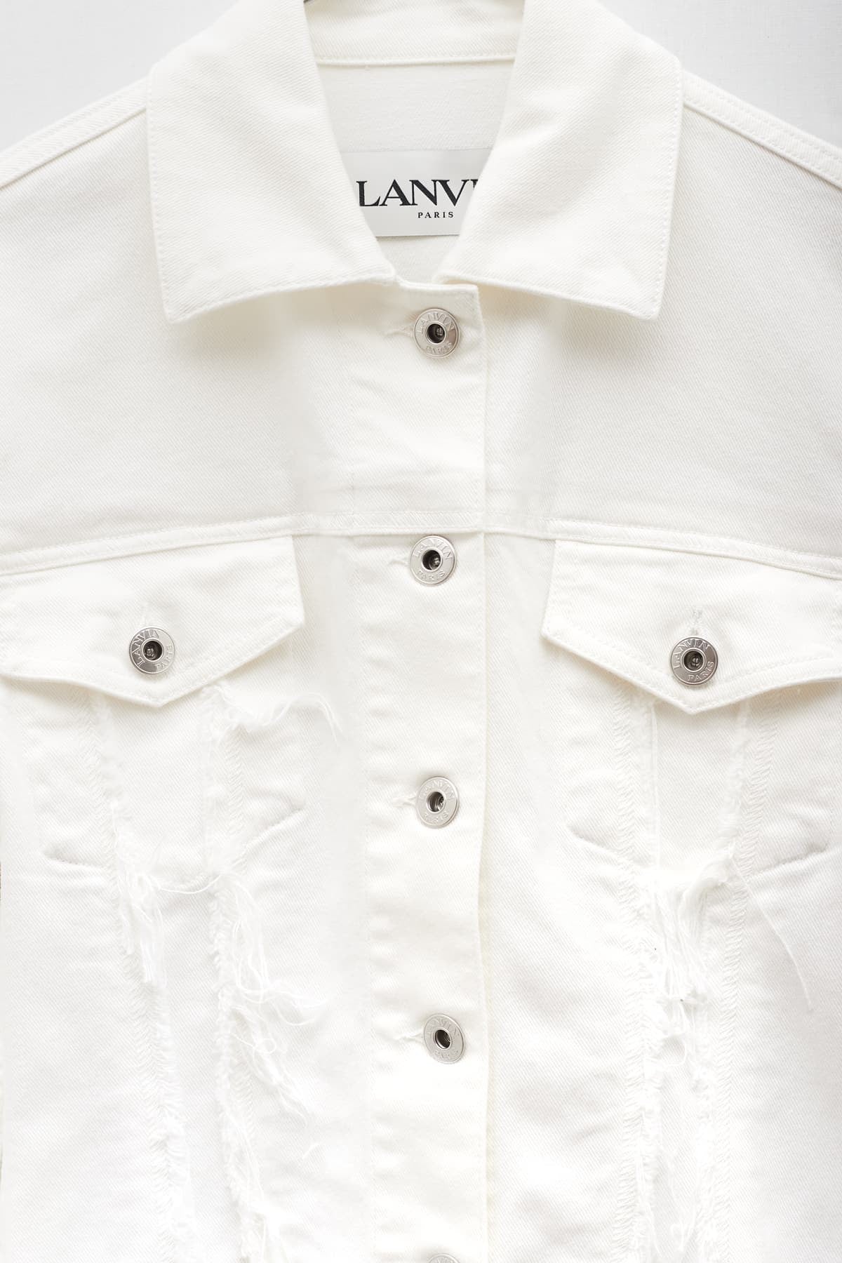 LANVIN OPTIC WHITE DENIM FITTED JACKET