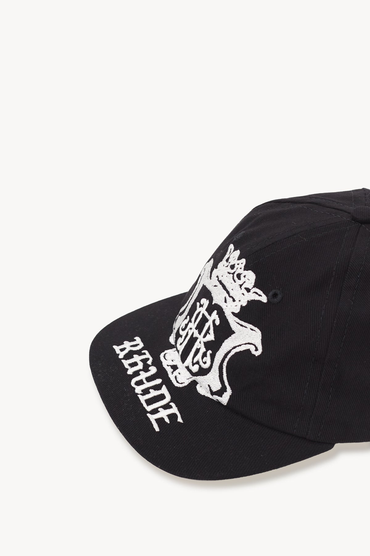 RHUDE BLACK GRAND CRU CREST CURVED BRIM HAT