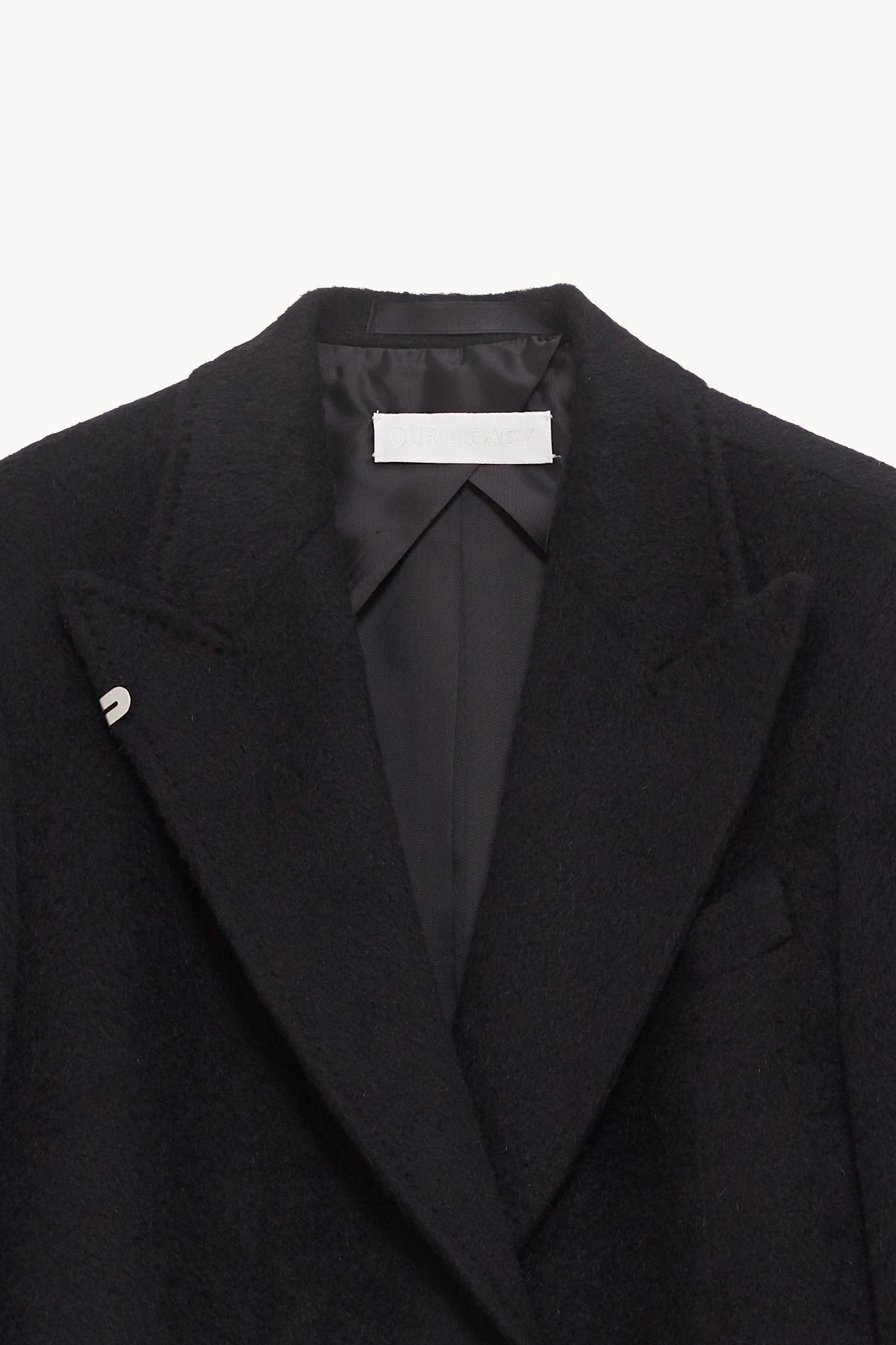 OUR LEGACY BLACK HAIRY WOOL MANTA COAT