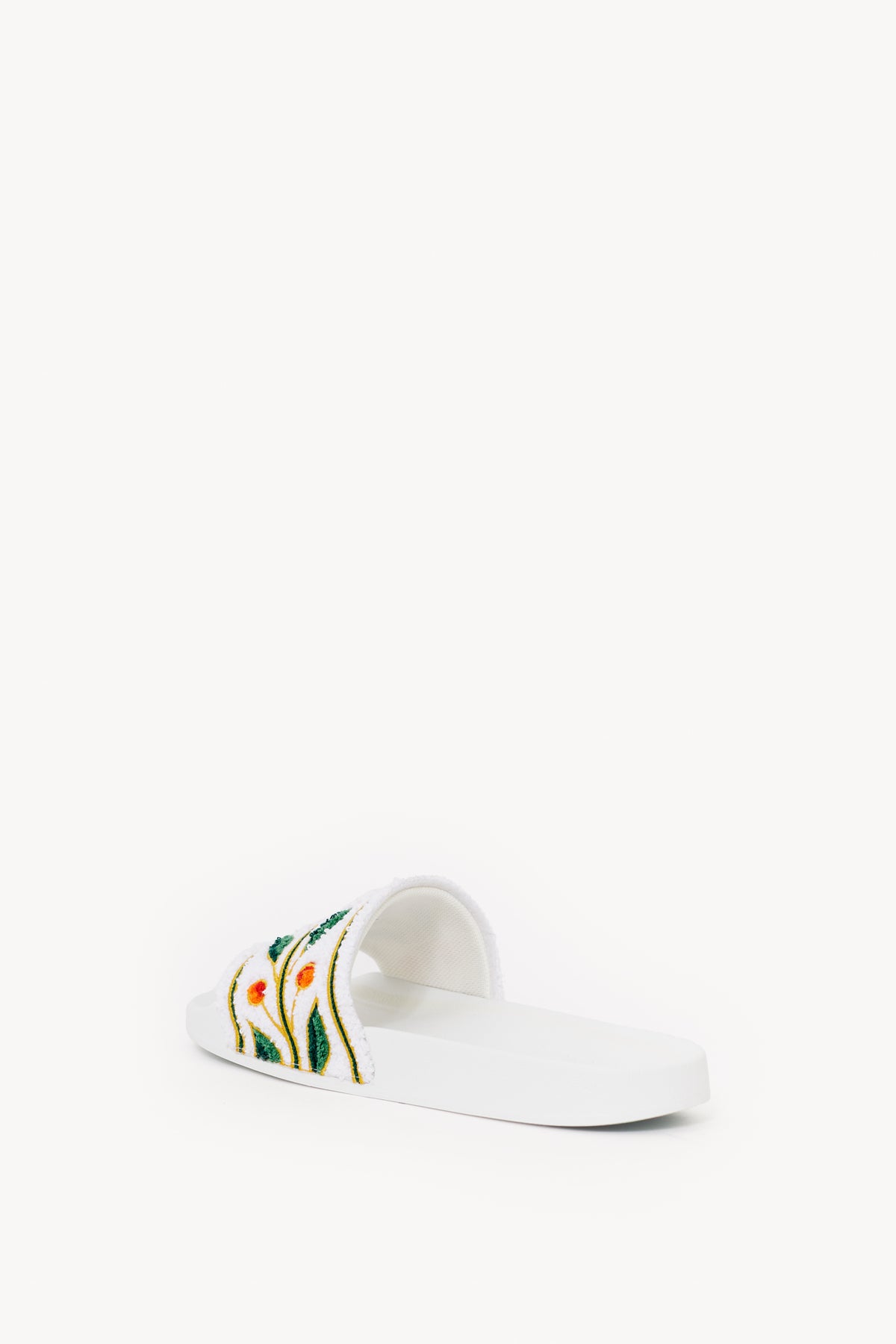 CASABLANCA WHITE EMBROIDERED TERRY SLIDES