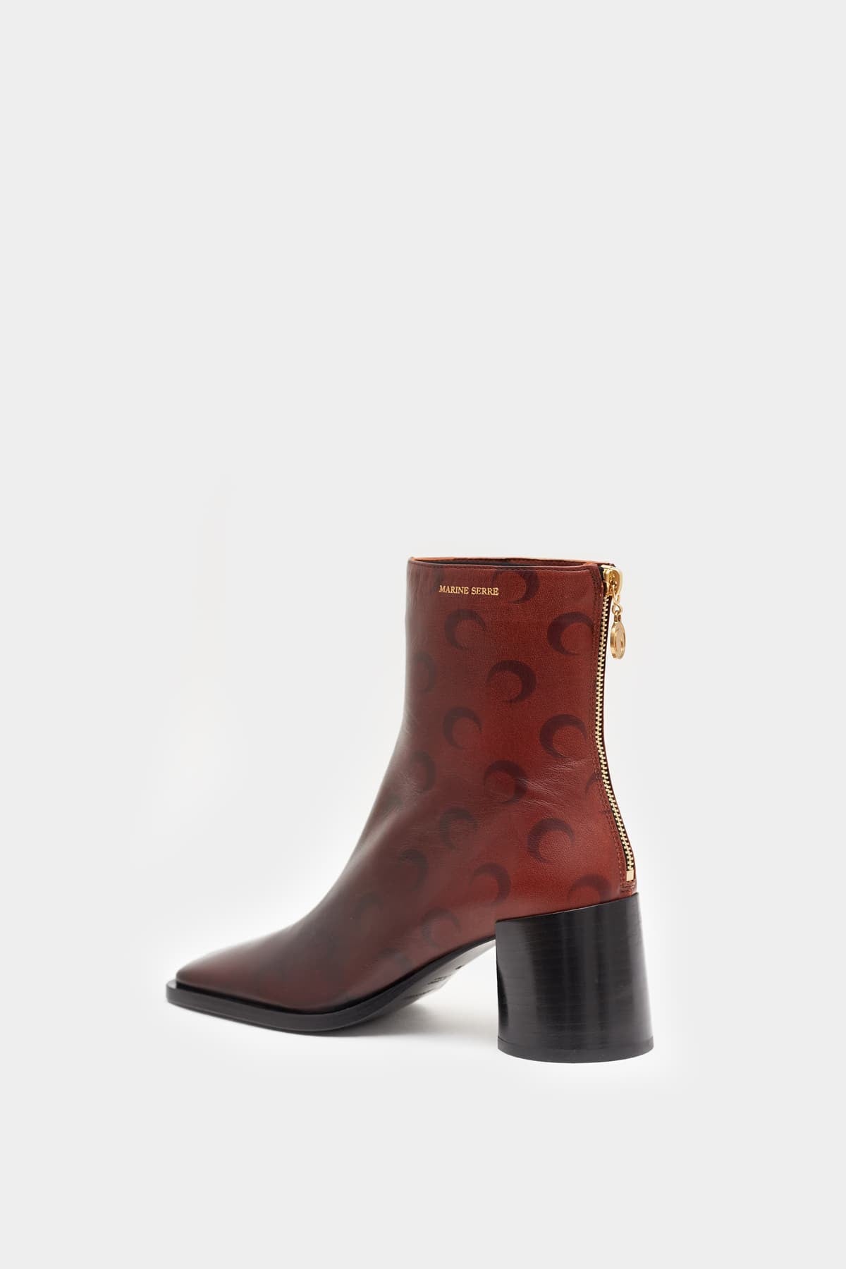 MARINE SERRE BROWN AIRBRUSHED CRAFTED LEATHER ANKLE BOOTS