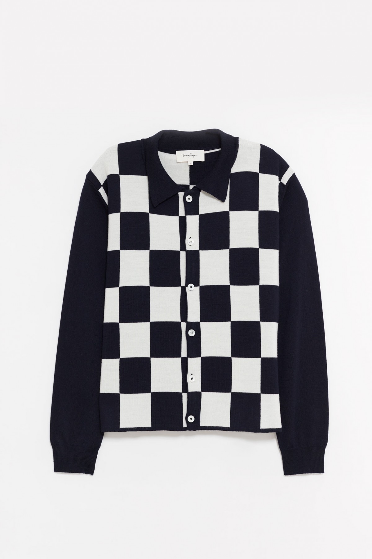 SECOND LAYER BLUE WHITE LALO BUTTON DOWN CARDIGAN IAMNUE