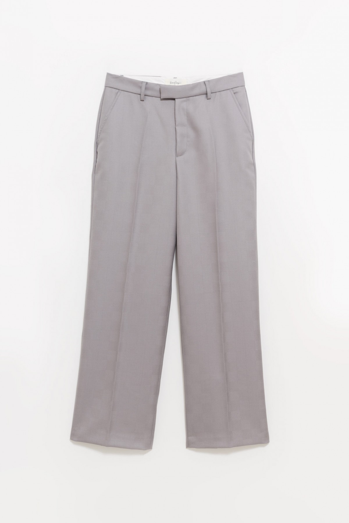 SECOND LAYER GREY IDDEN CHECK BAGGY PRIMO TROUSER IAMNUE
