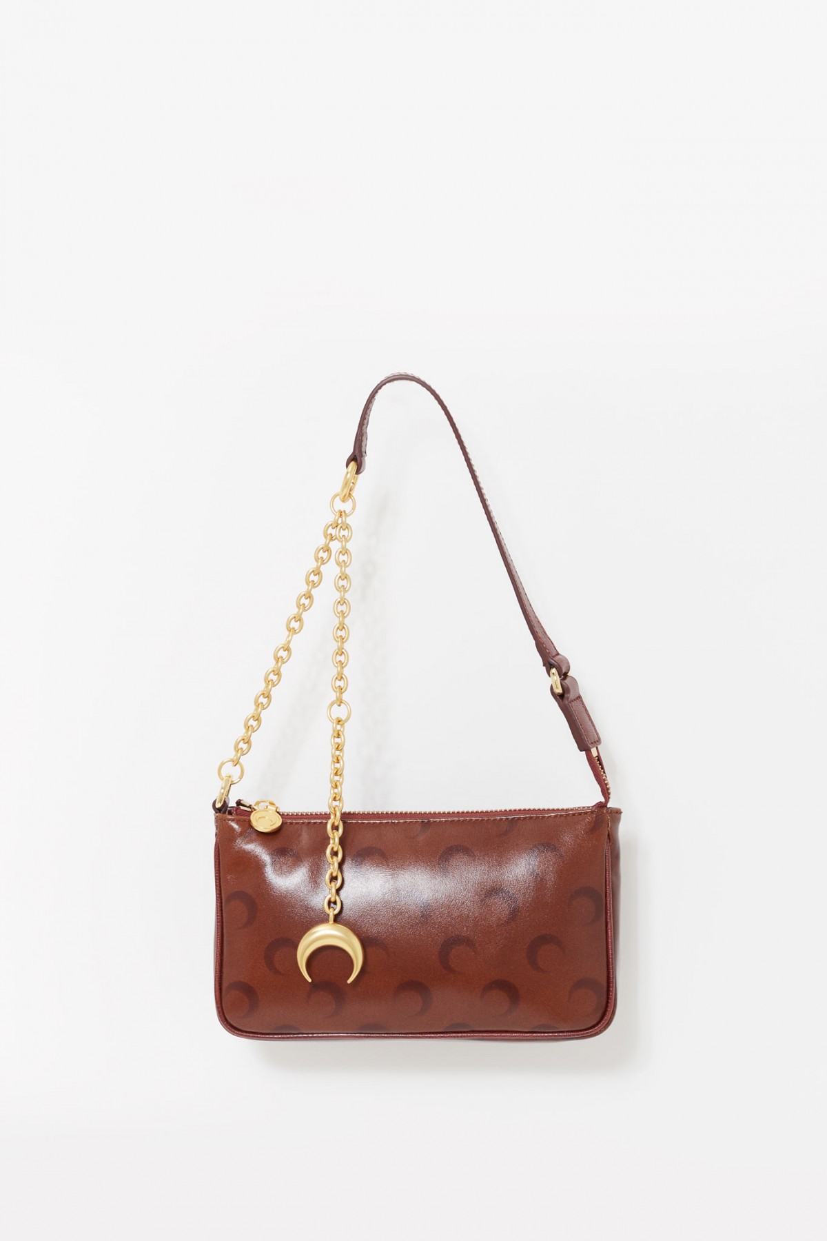 MARINE SERRE LIGHT BROWN MOON AIRBRUSHED LEATHER CORE BAG IAMNUE