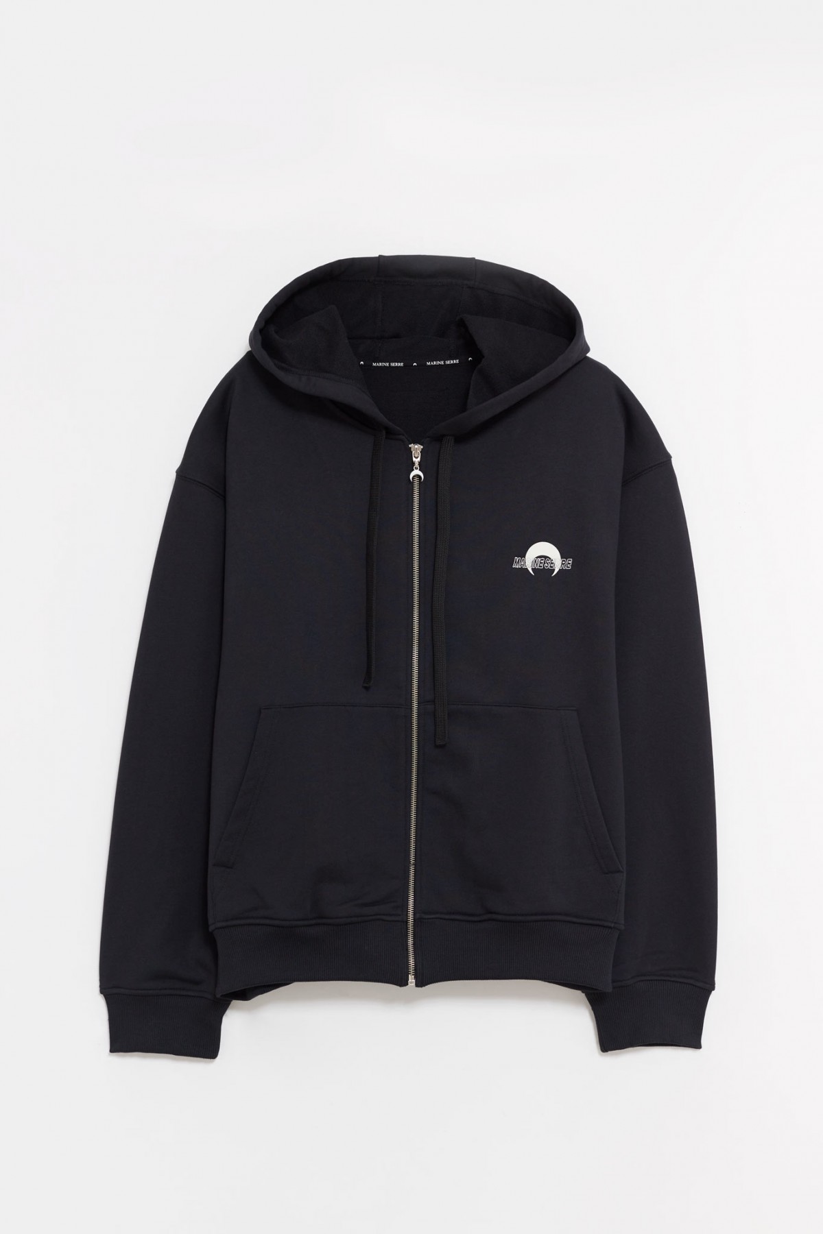 MARINE SERRE BLACK MS SPORTS FLEECE ZIPPED HOODIE IAMNUE