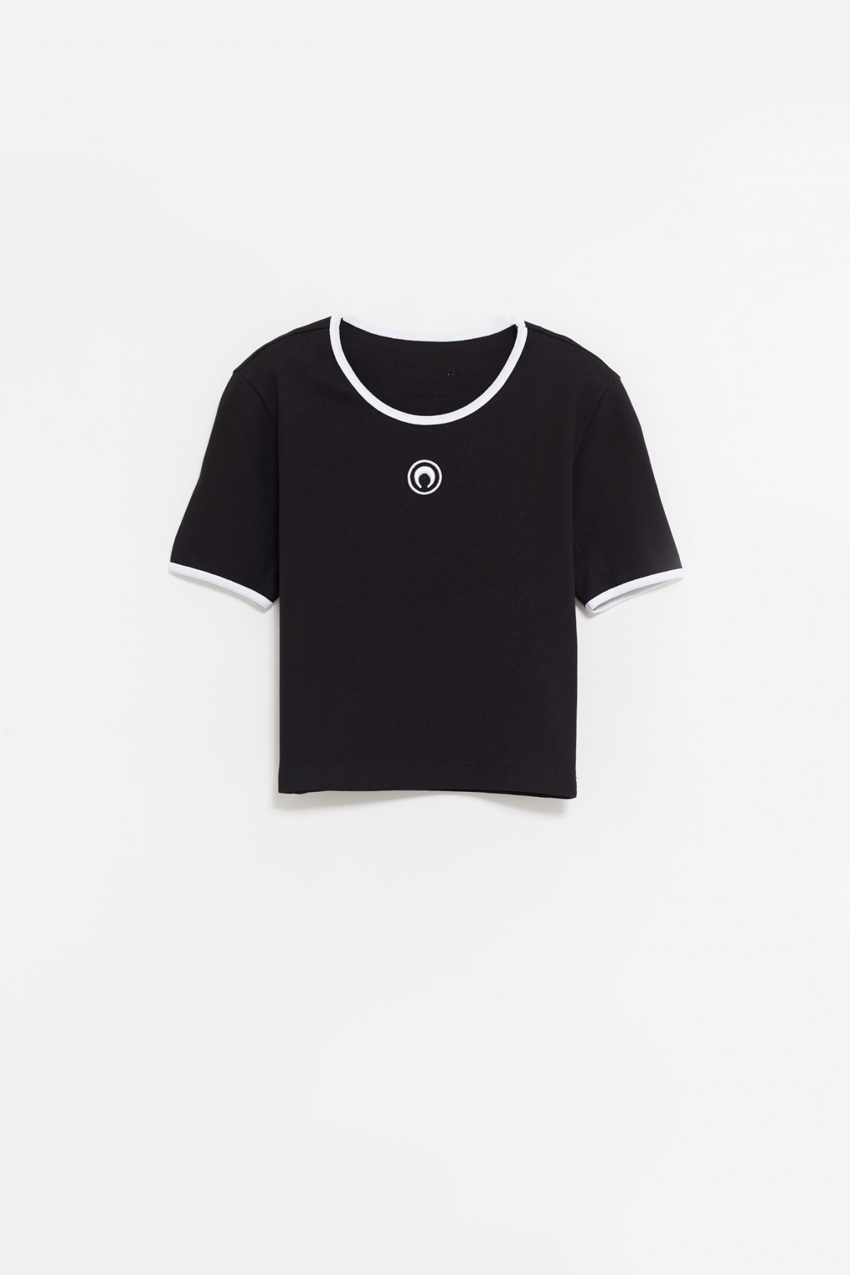 MARINE SERRE BLACK MOON LOGO JERSEY CROPPED TOP T-SHIRT IAMNUE