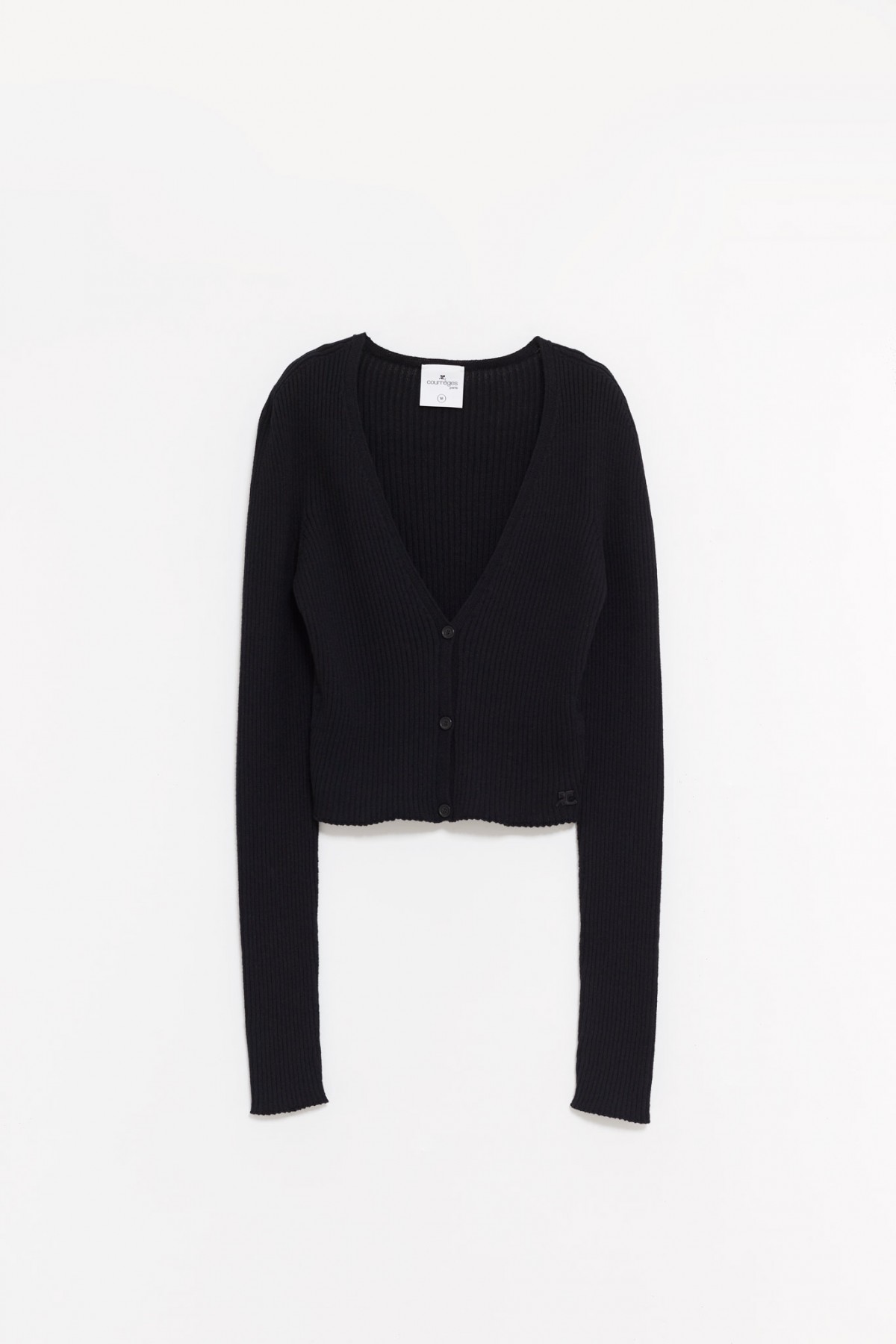 COURREGES BLACK SOLAR LIGHT RIB CARDIGAN IAMNUE