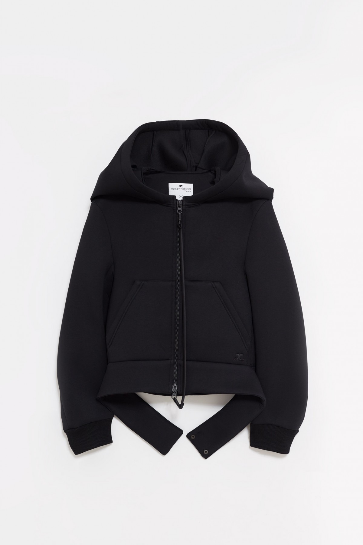 COURREGES BLACK COCOON BONDED JACKET IAMNUE
