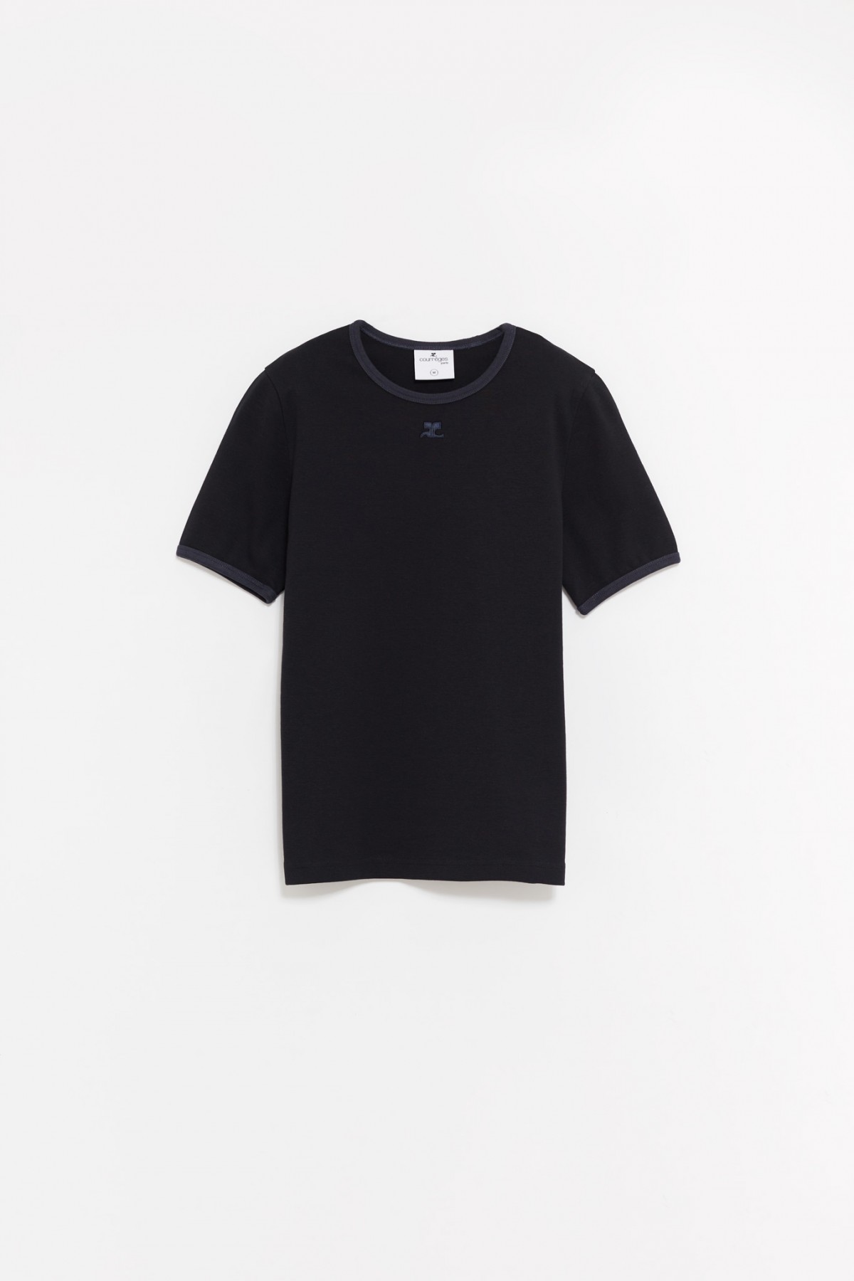 COURREGES BLACK NAVY SIGNATURE CONTRAST T-SHIRT IAMNUE