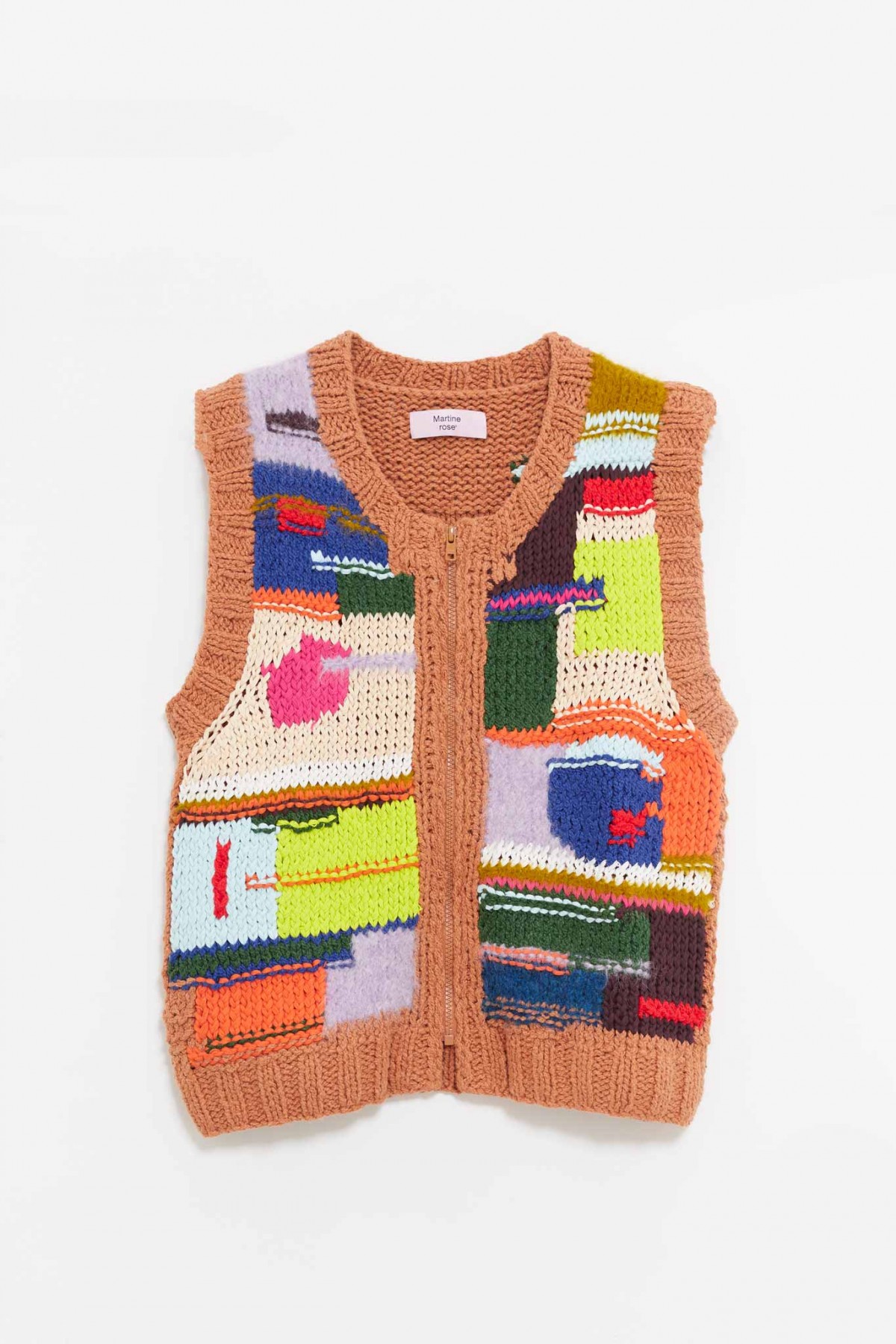 MARTINE ROSE MULTI HANDKNIT ZIP VEST IAMNUE