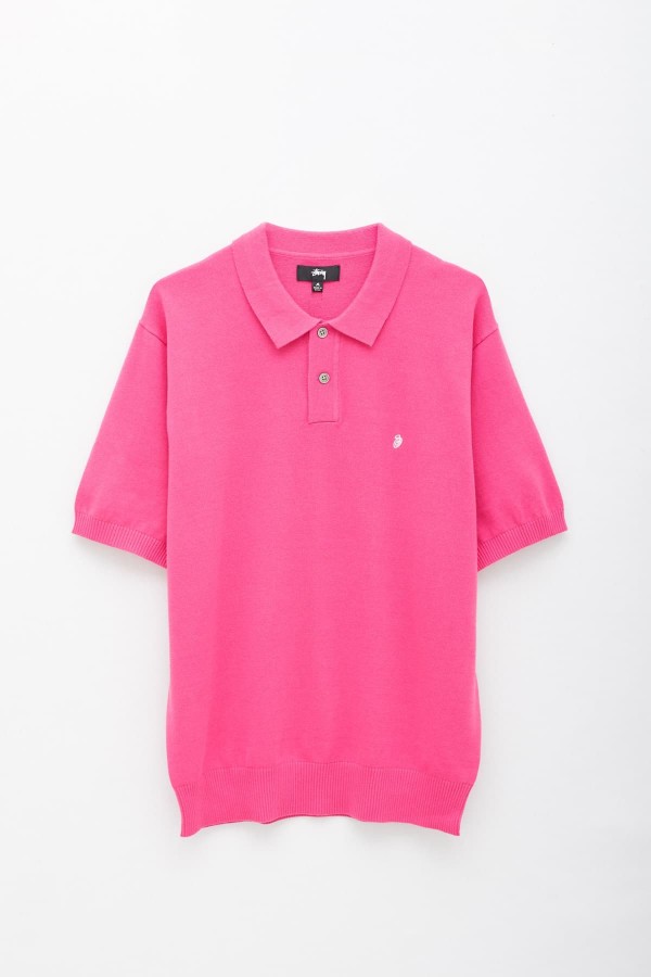 STUSSY PINK CLASSIC SS POLO SWEATER IAMNUE